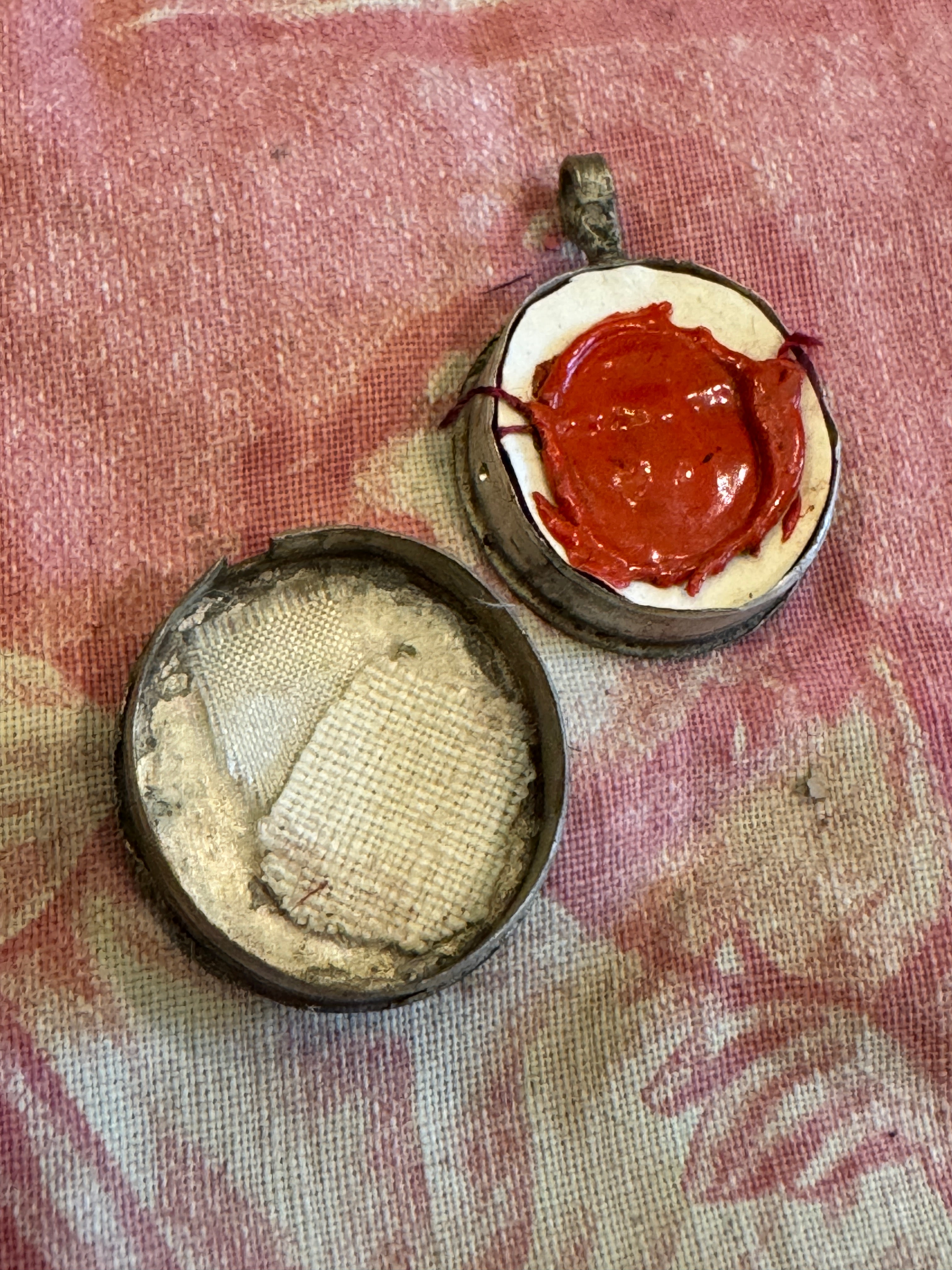 RESERVED - AMY Antique 1800s French Round Reliquary