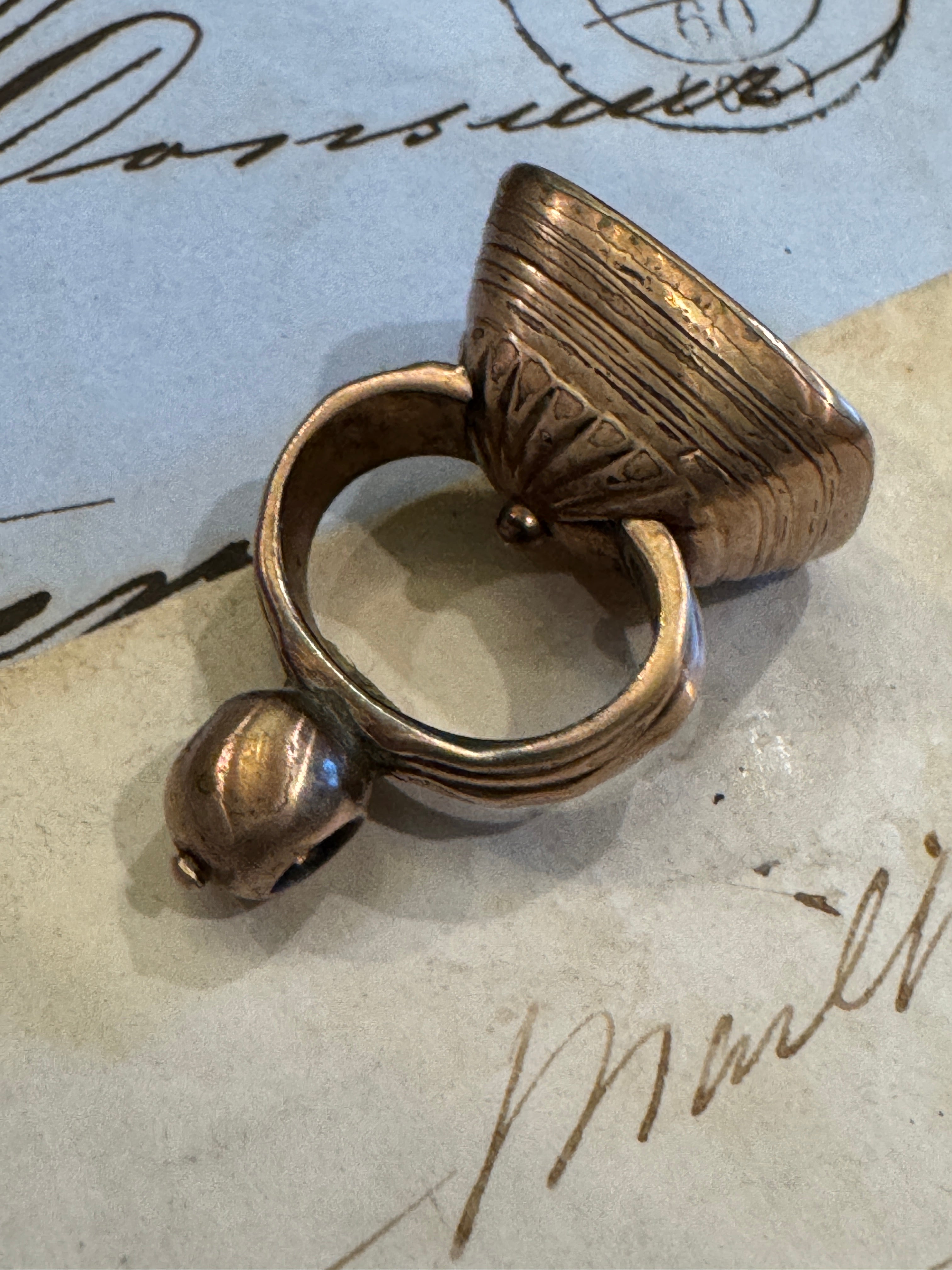 Antique Victorian Intaglio Rolled Gold Bloodstone Fob Seal Pendant