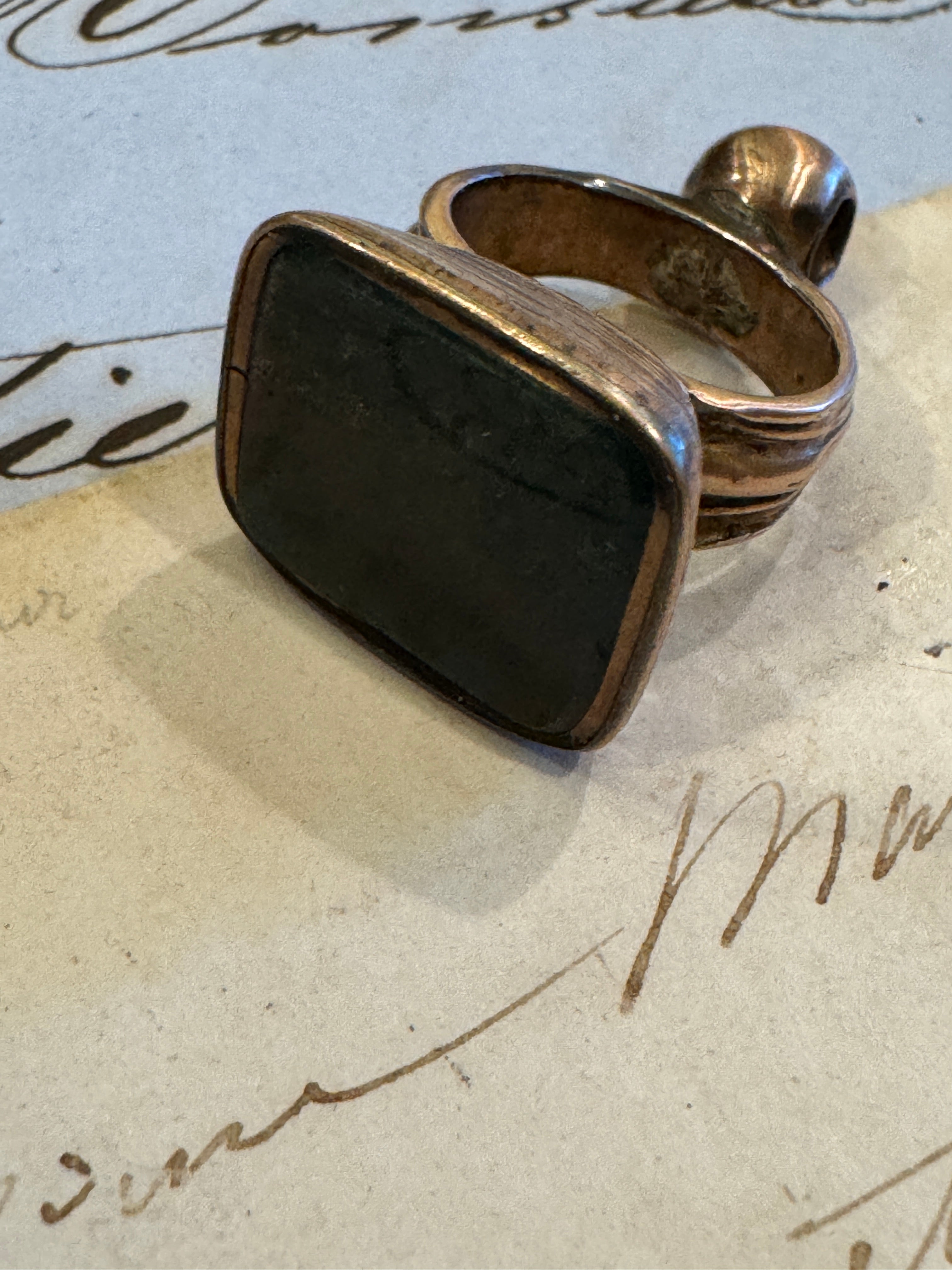 Antique Victorian Intaglio Rolled Gold Bloodstone Fob Seal Pendant