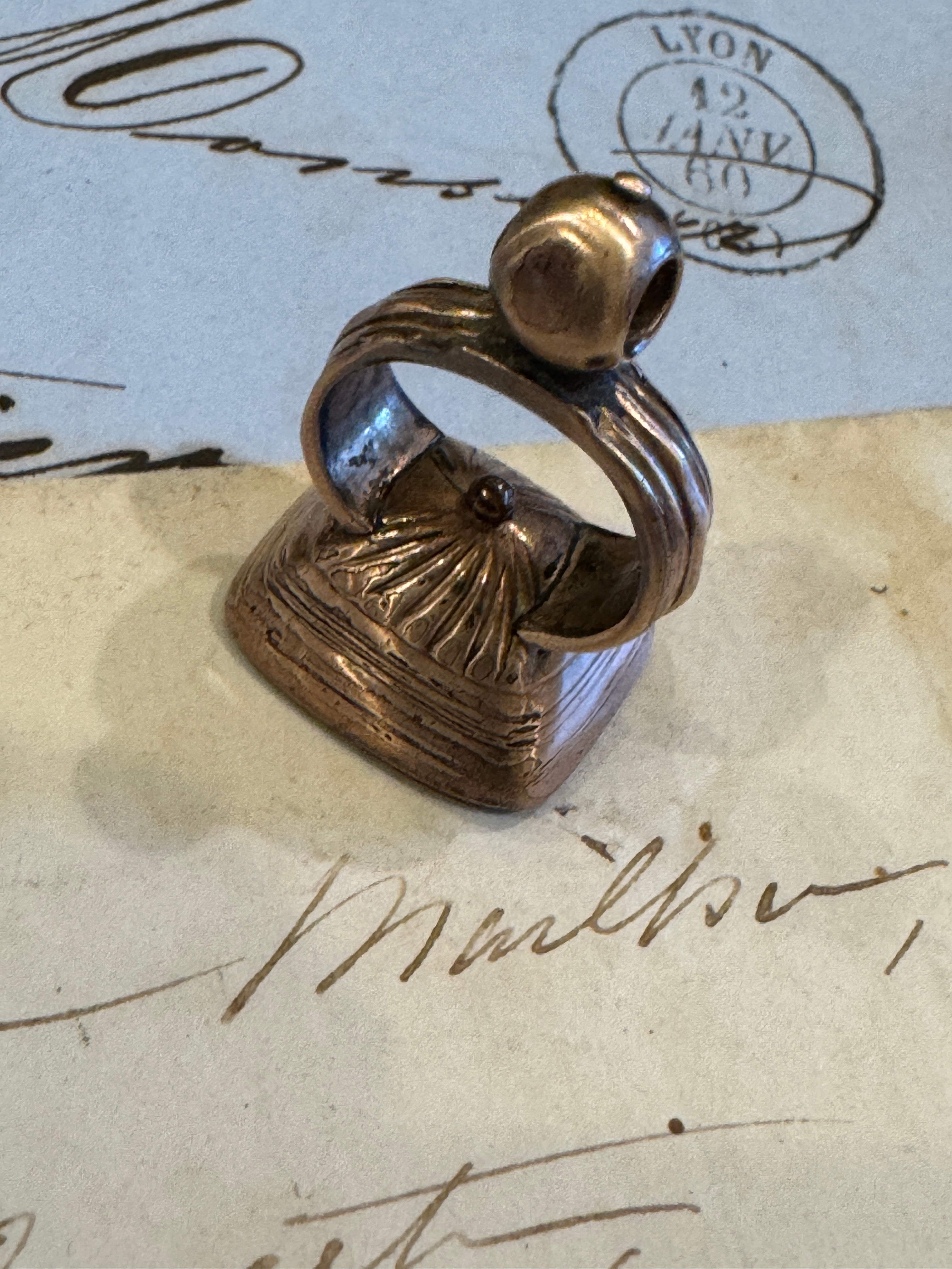 Antique Victorian Intaglio Rolled Gold Bloodstone Fob Seal Pendant