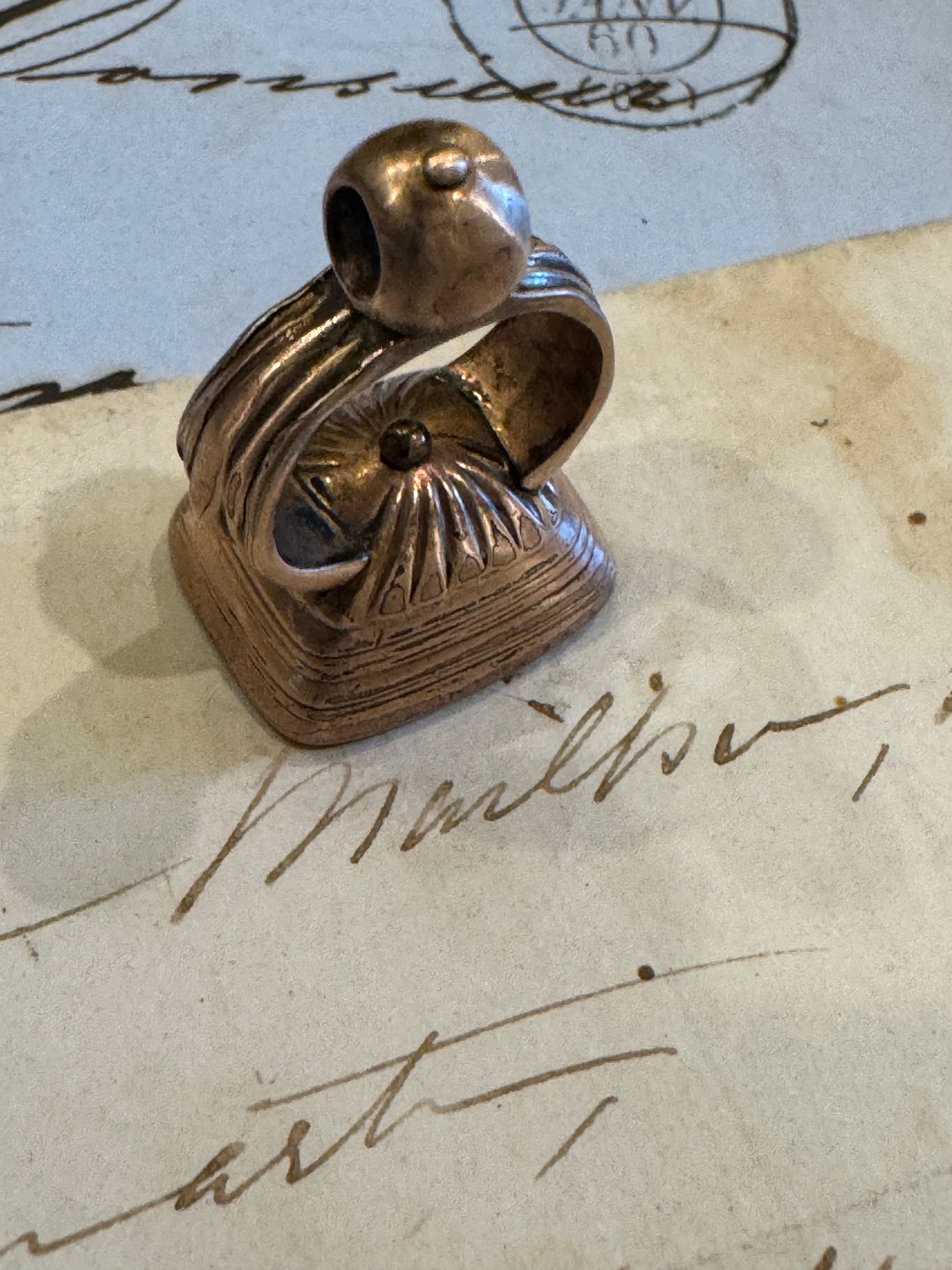 Antique Victorian Intaglio Rolled Gold Bloodstone Fob Seal Pendant