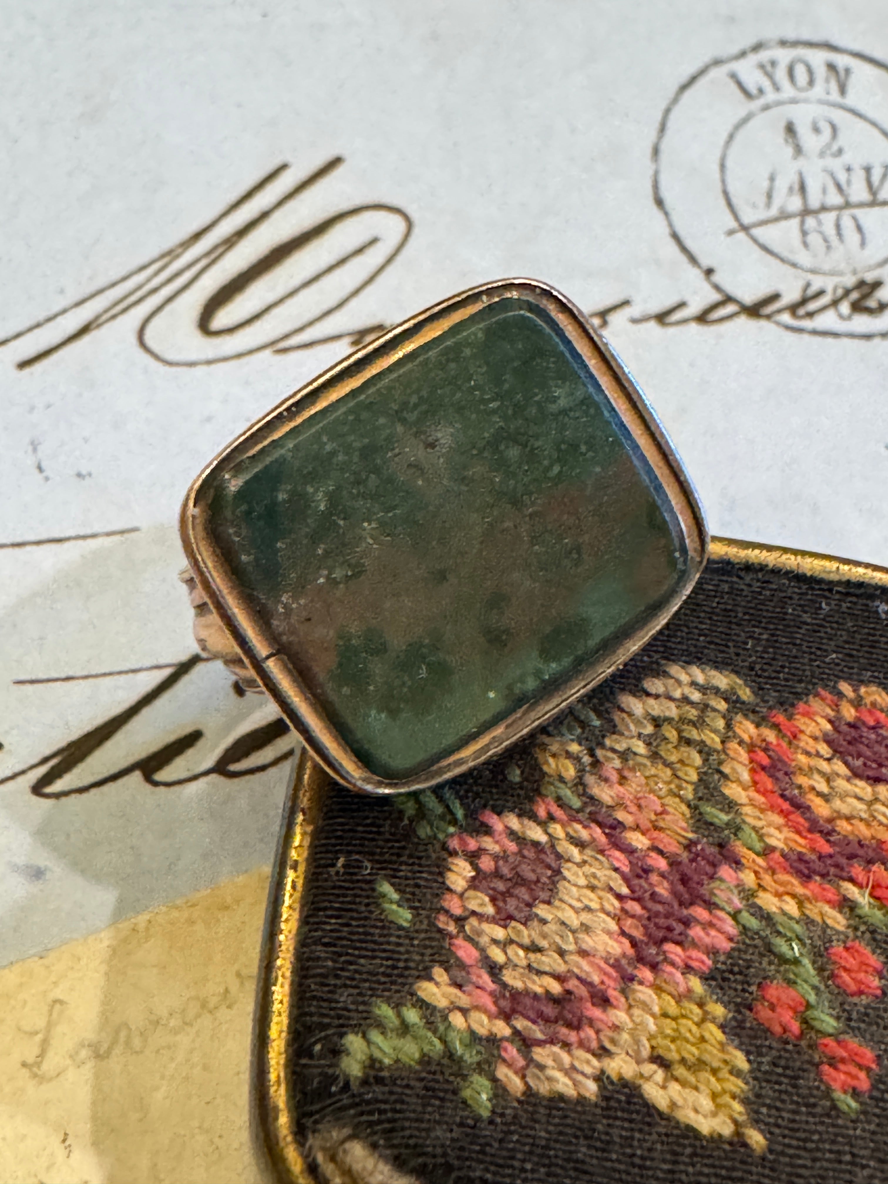 Antique Victorian Intaglio Rolled Gold Bloodstone Fob Seal Pendant