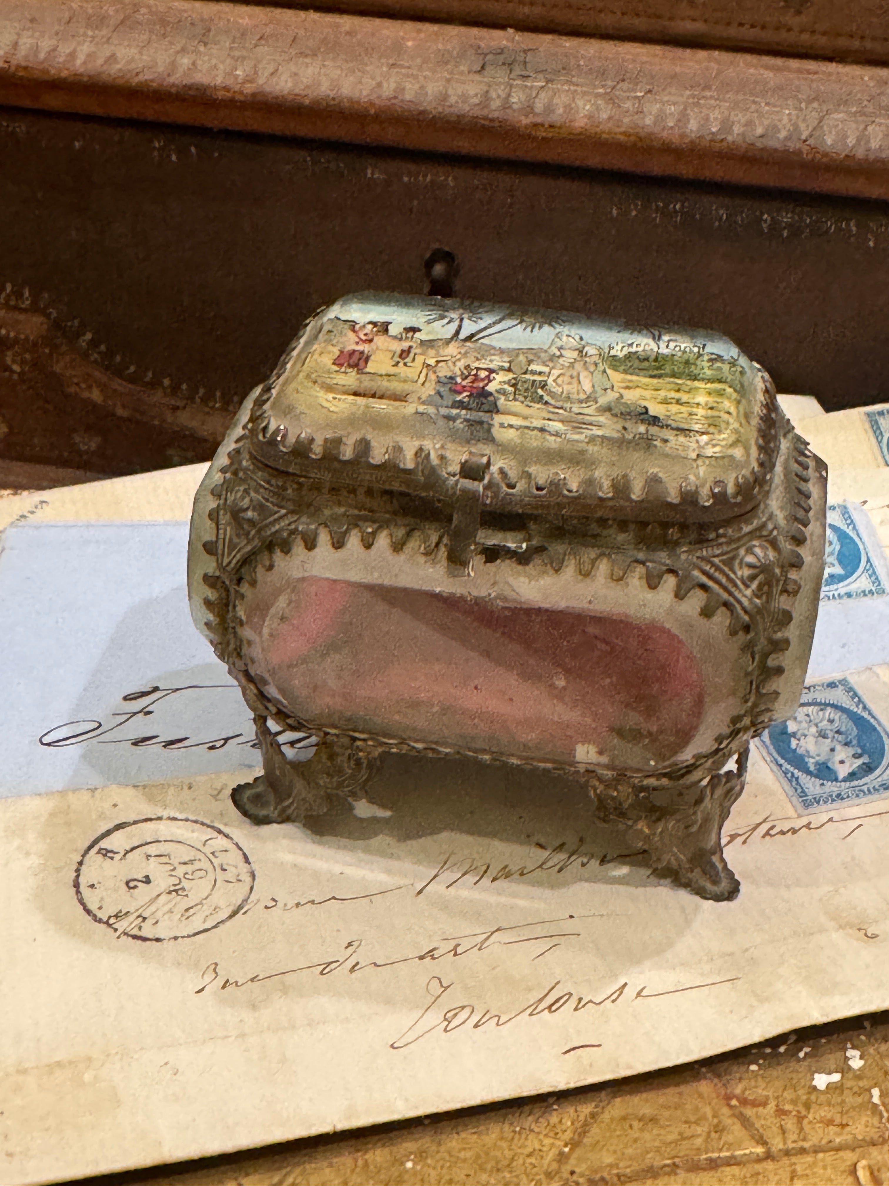 Antique French Beveled Jewelry Casket