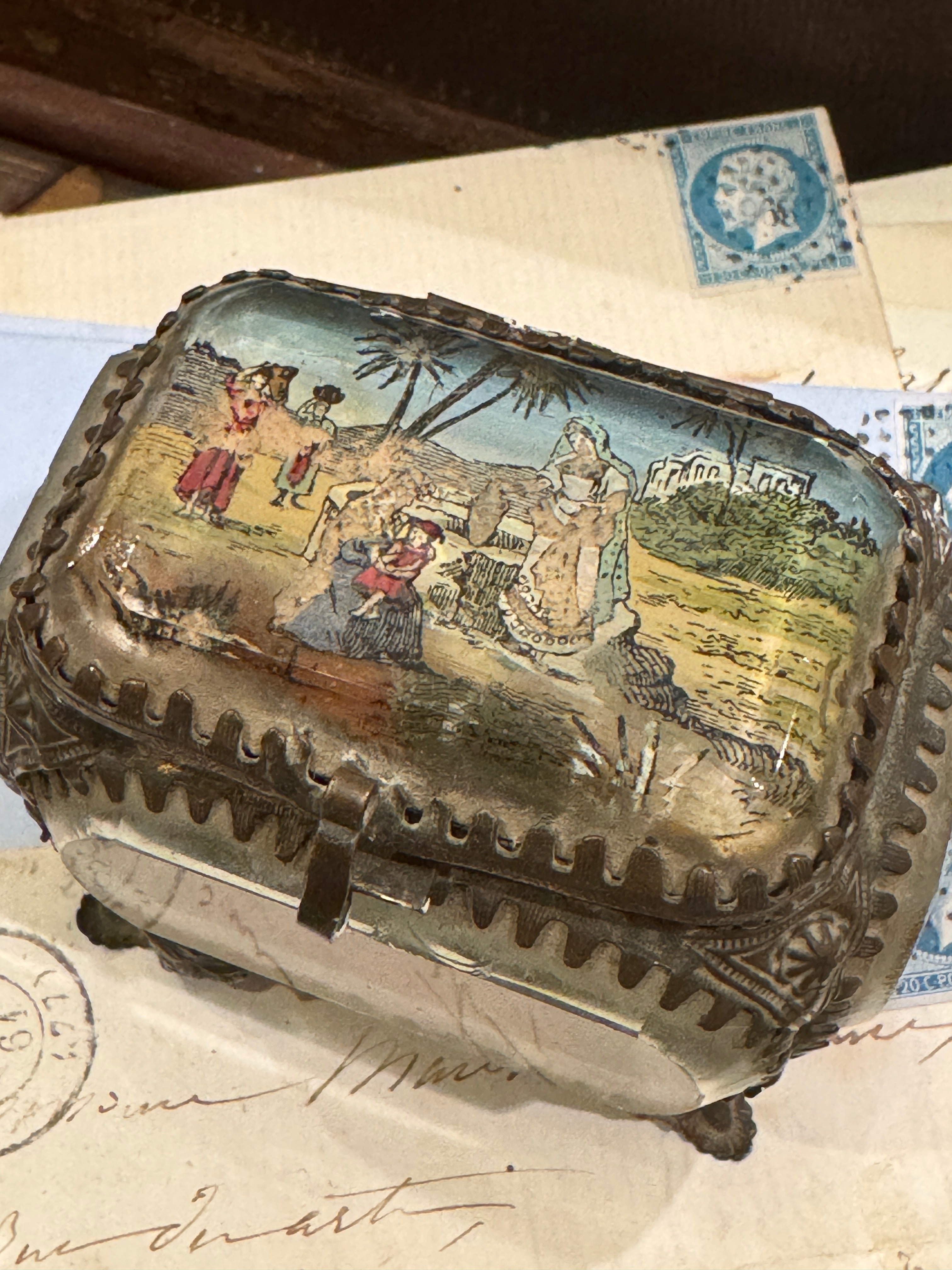 Antique French Beveled Jewelry Casket