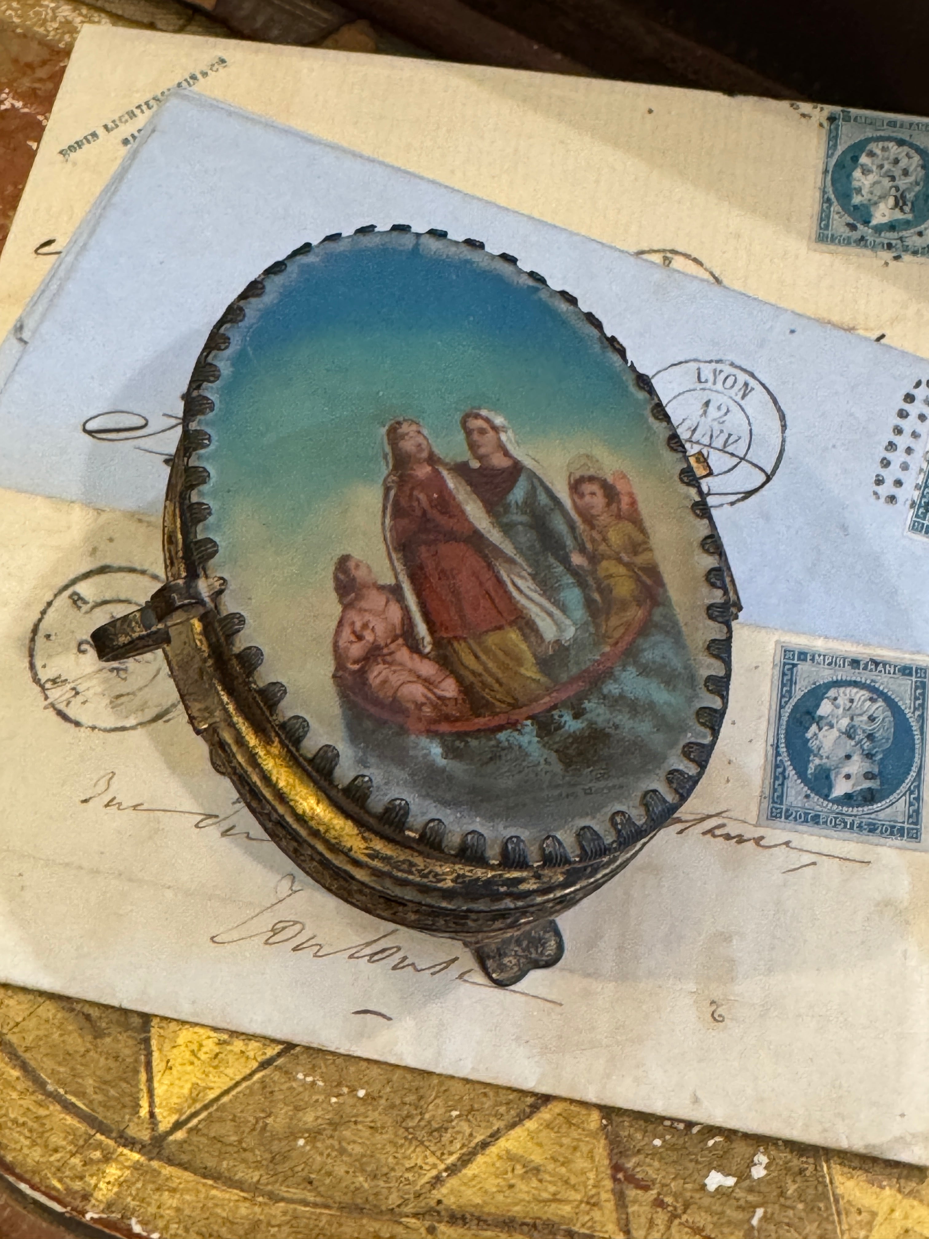 Antique French Oval Jewelry Casket