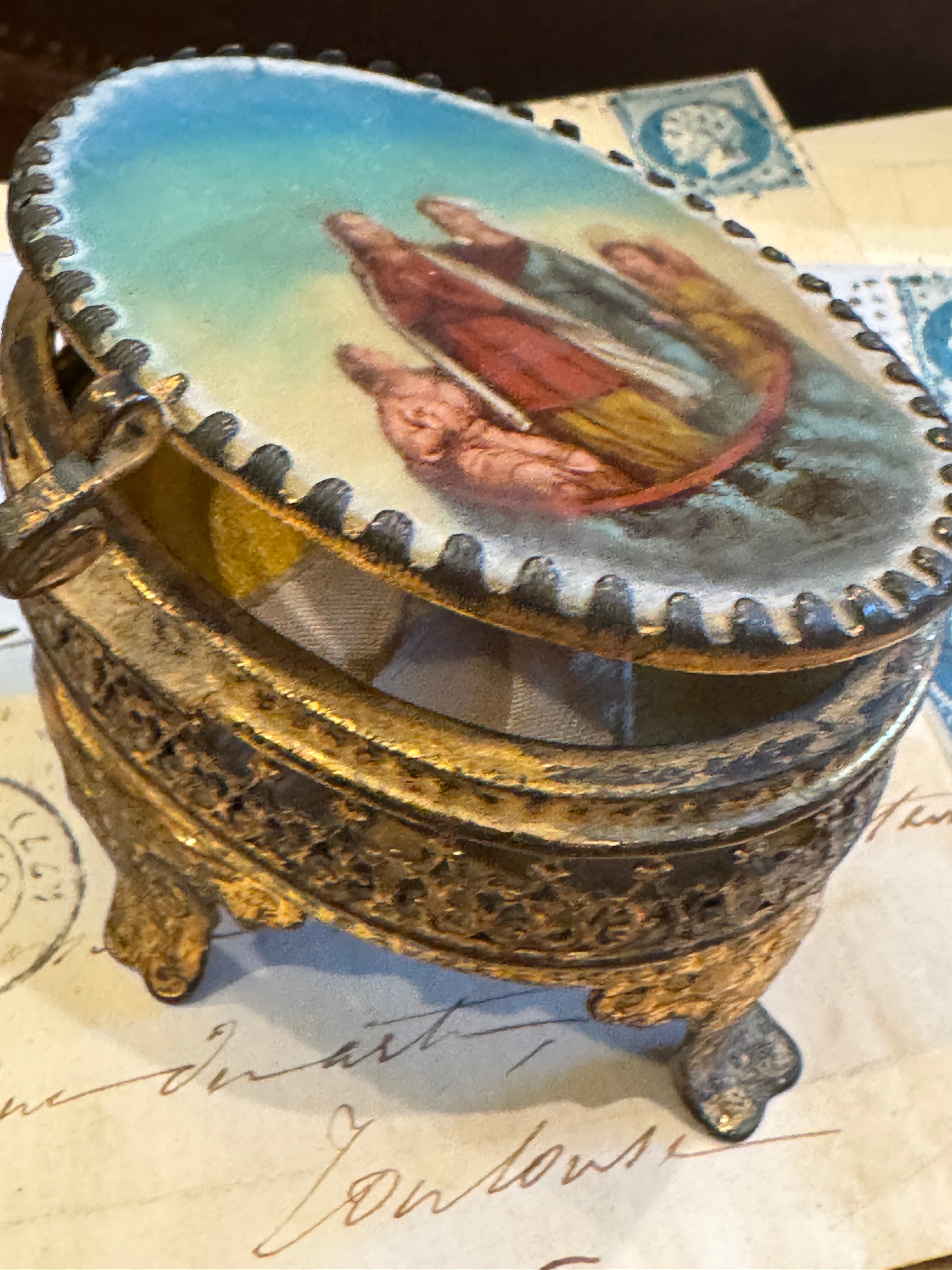 Antique French Oval Jewelry Casket