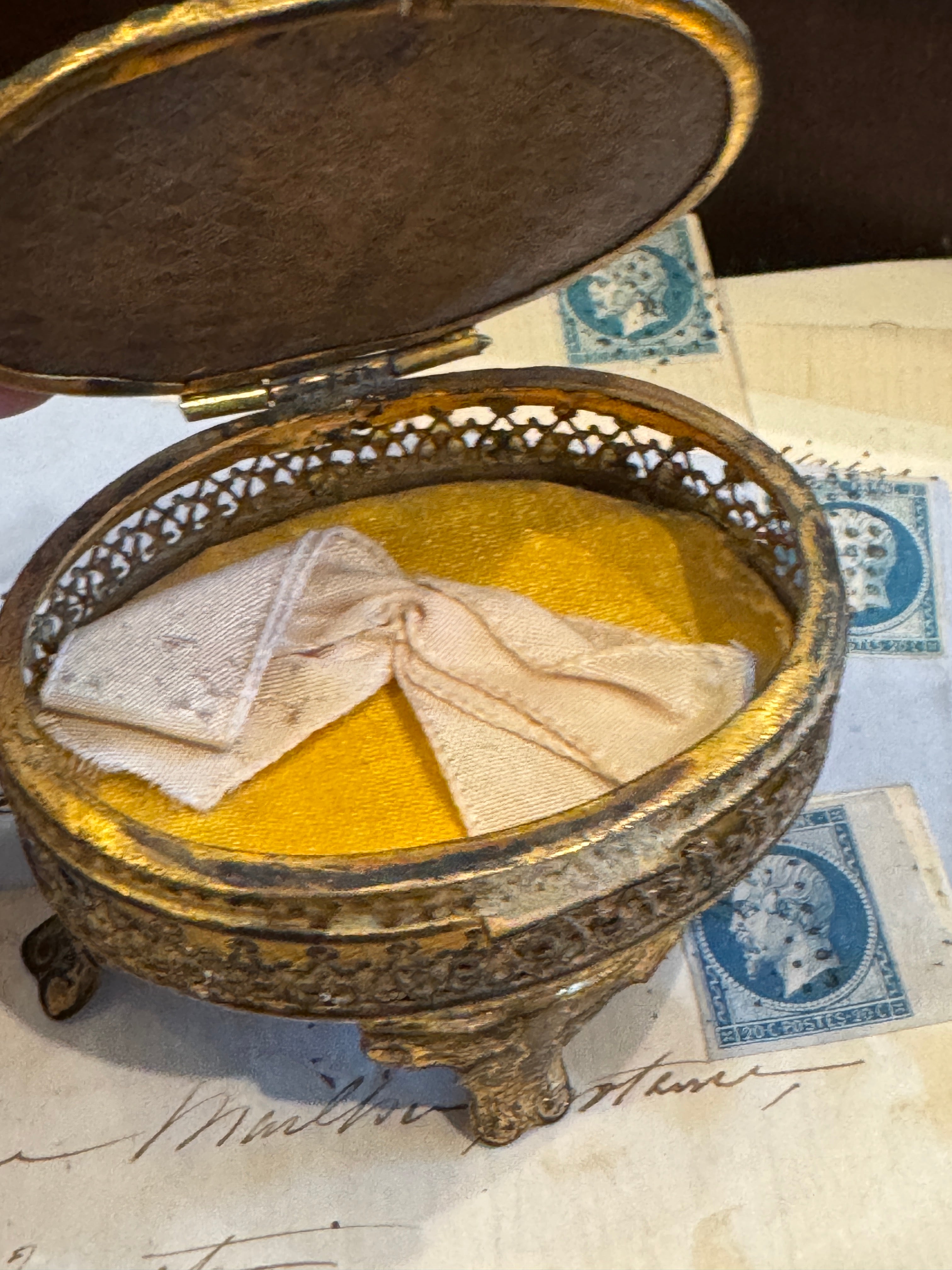 Antique French Oval Jewelry Casket