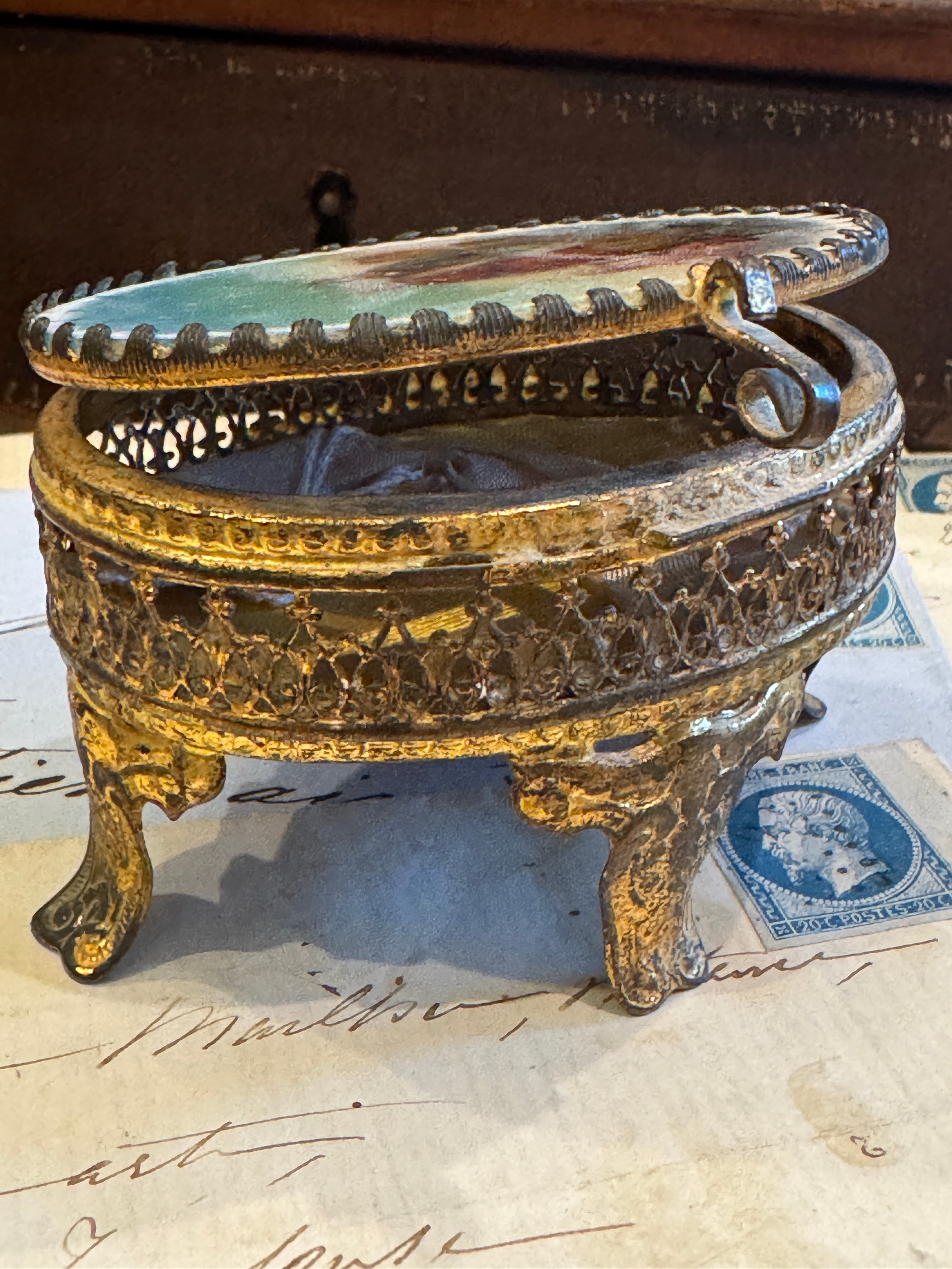 Antique French Oval Jewelry Casket