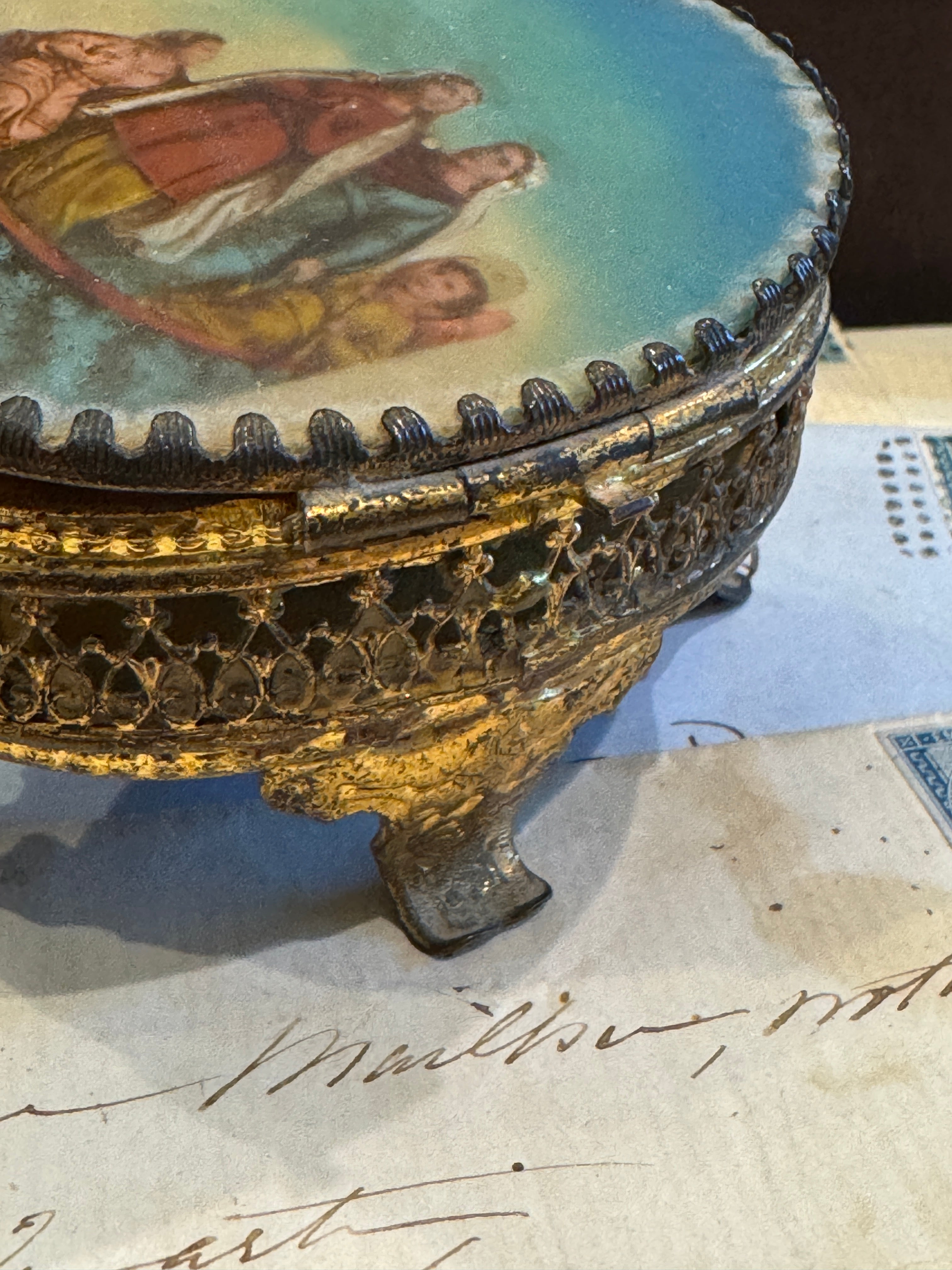 Antique French Oval Jewelry Casket