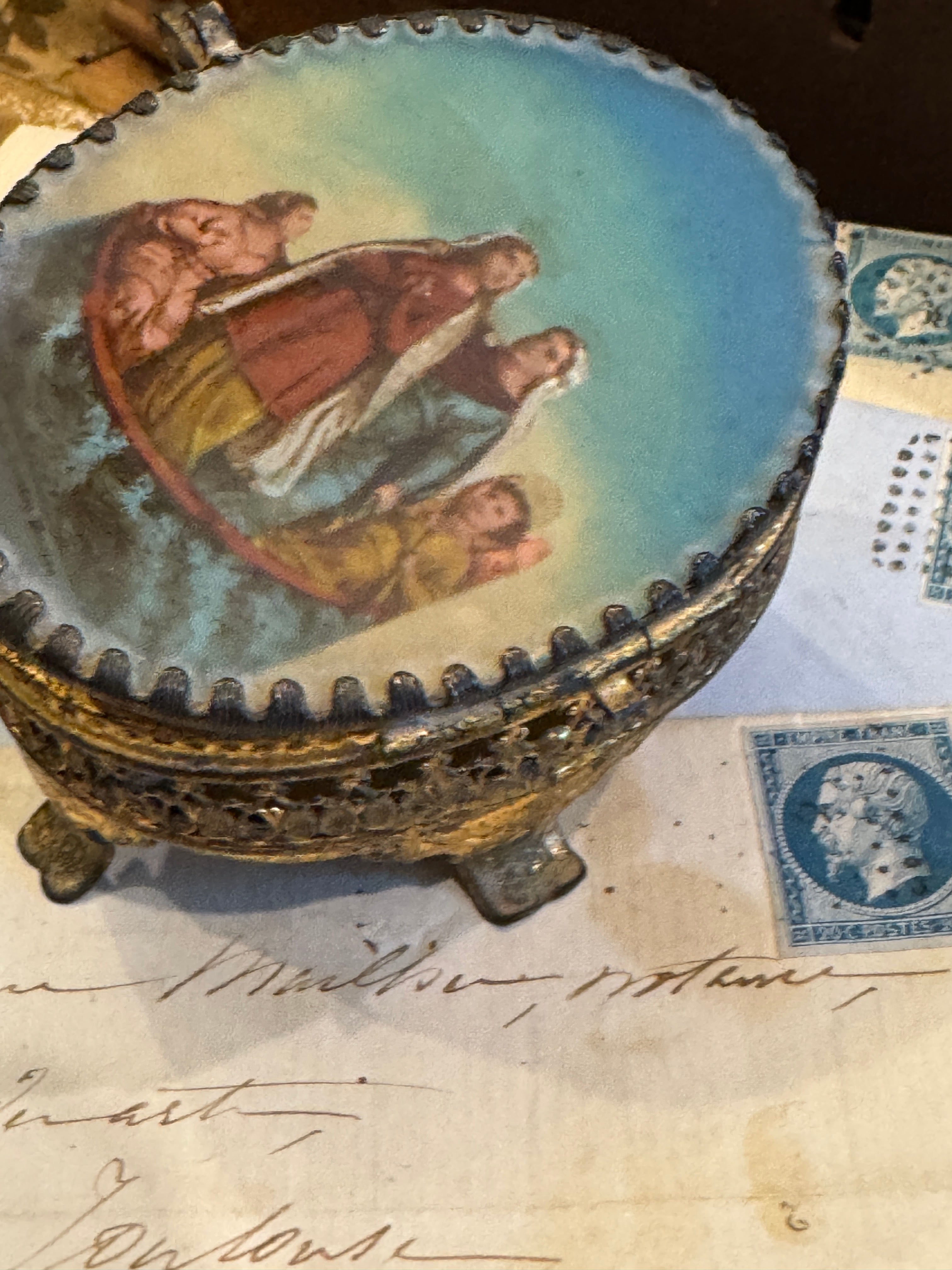 Antique French Oval Jewelry Casket