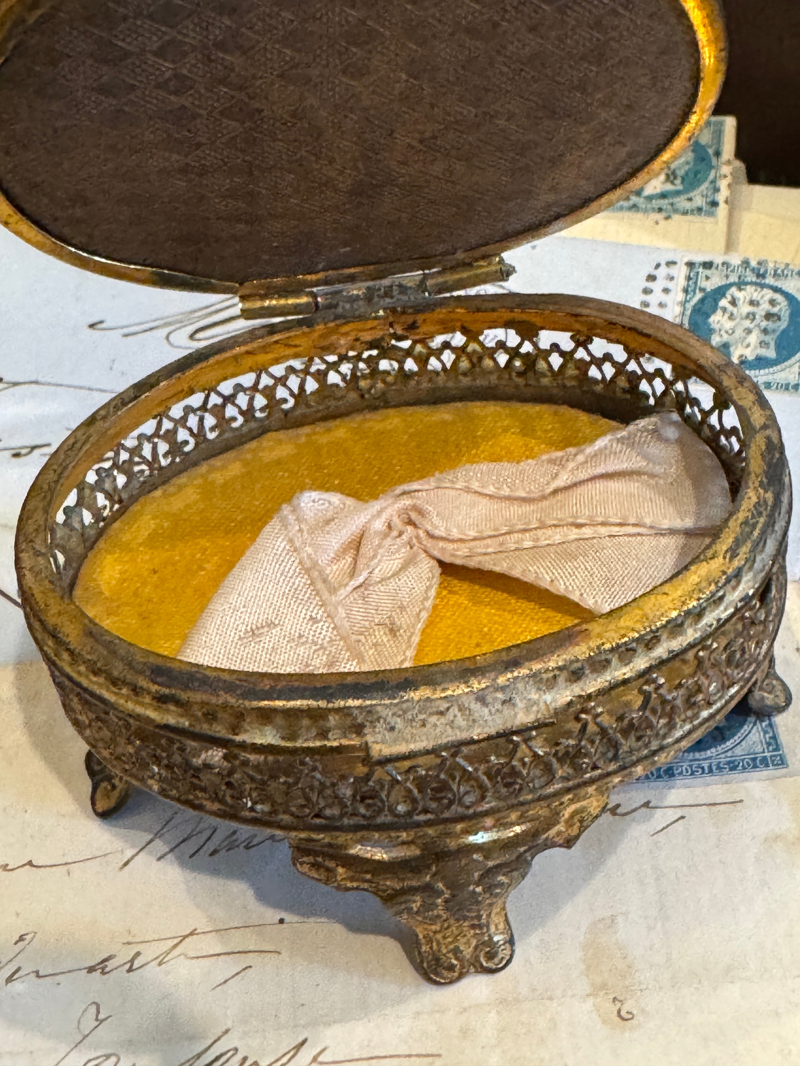 Antique French Oval Jewelry Casket