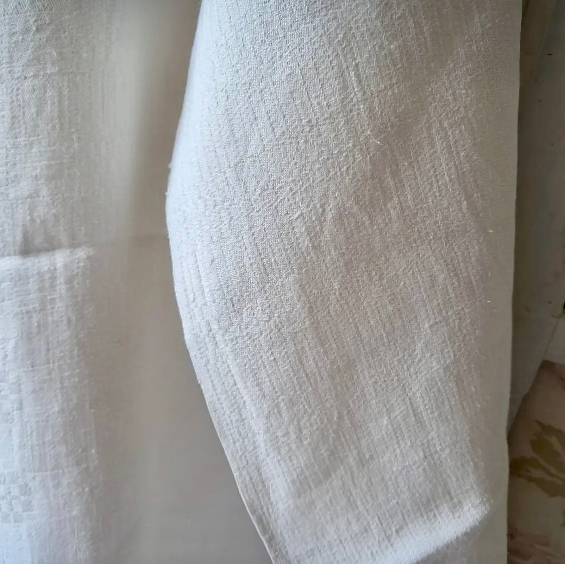 Antique 1800s French Damask Linen Tablecloth