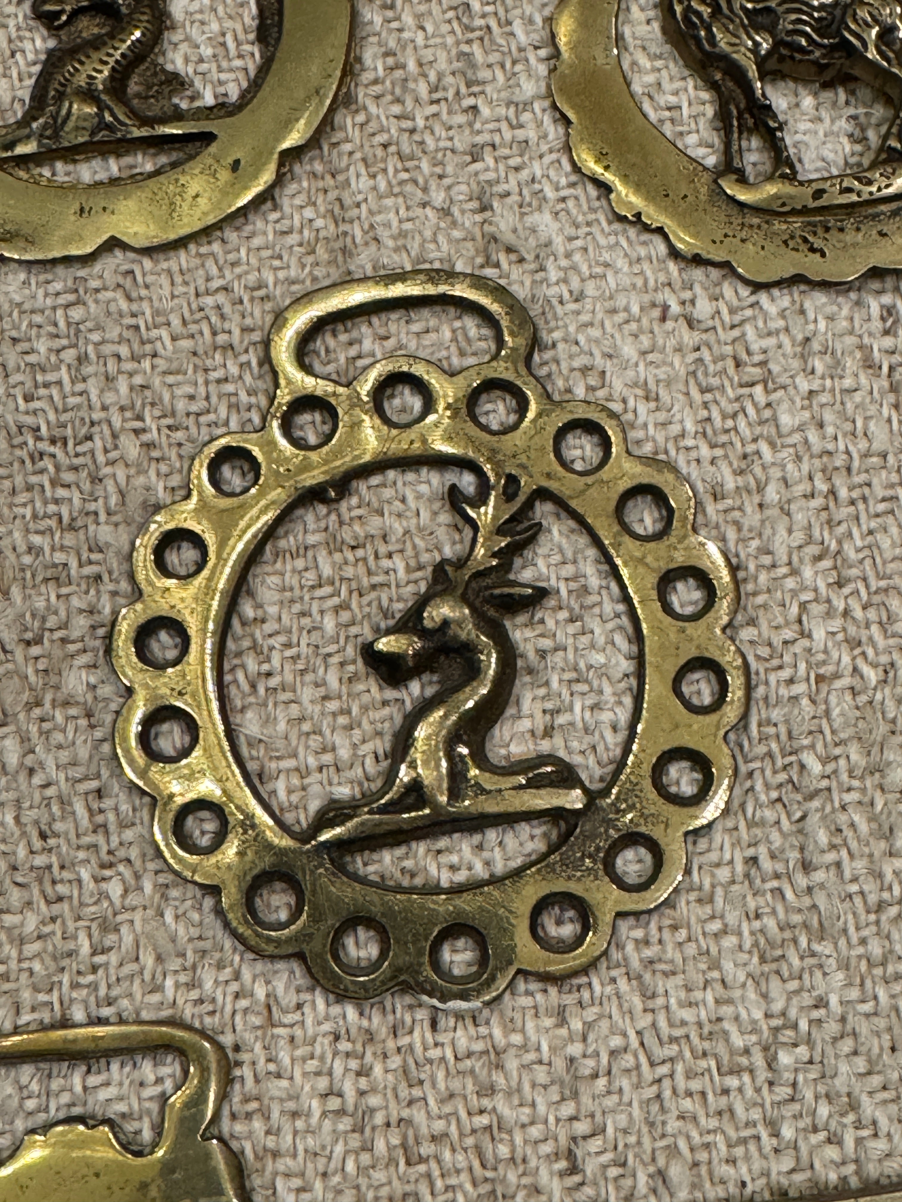 Vintage English Souvenir Horse Brass Deer Medallions