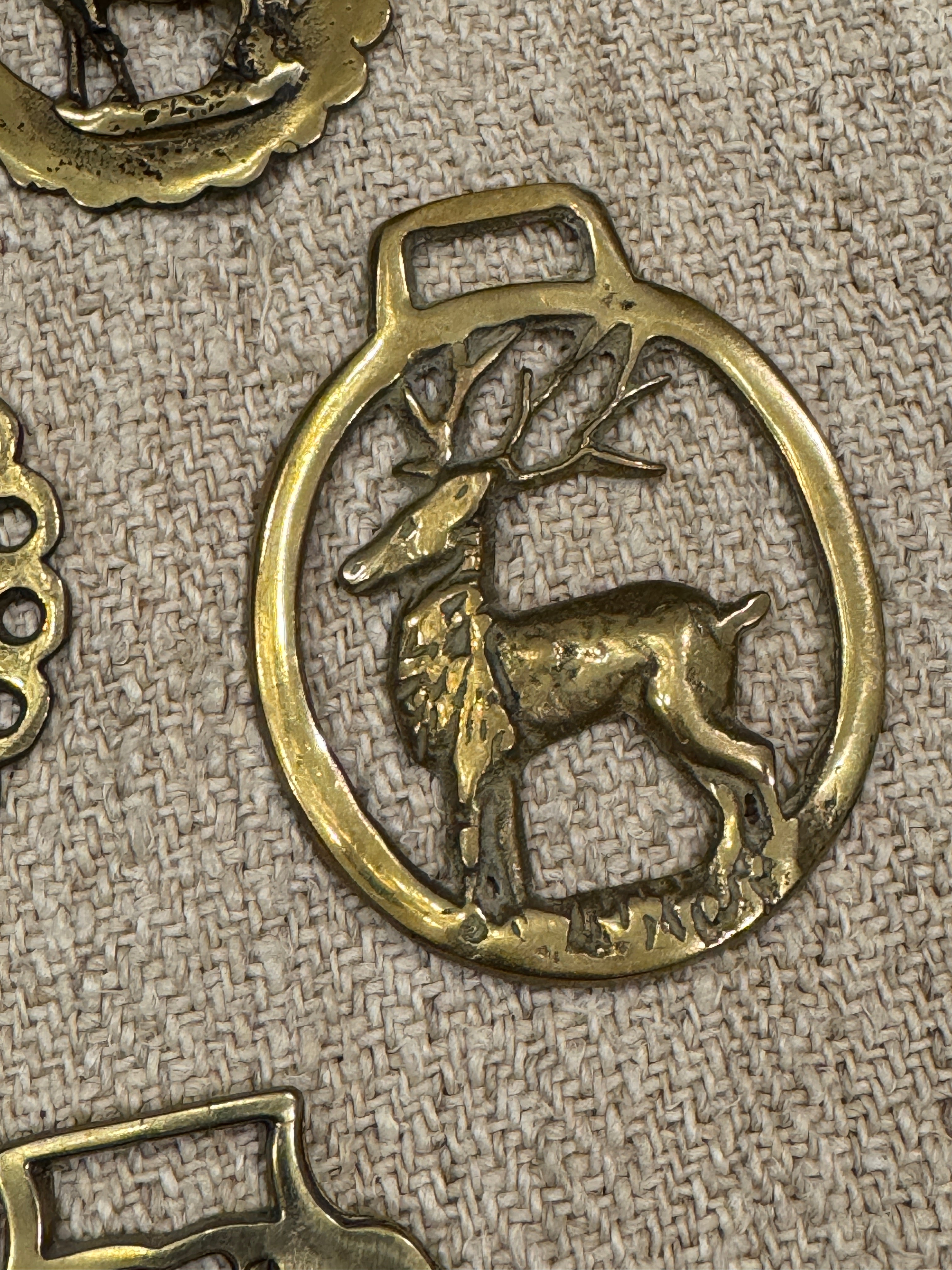 Vintage English Souvenir Horse Brass Deer Medallions