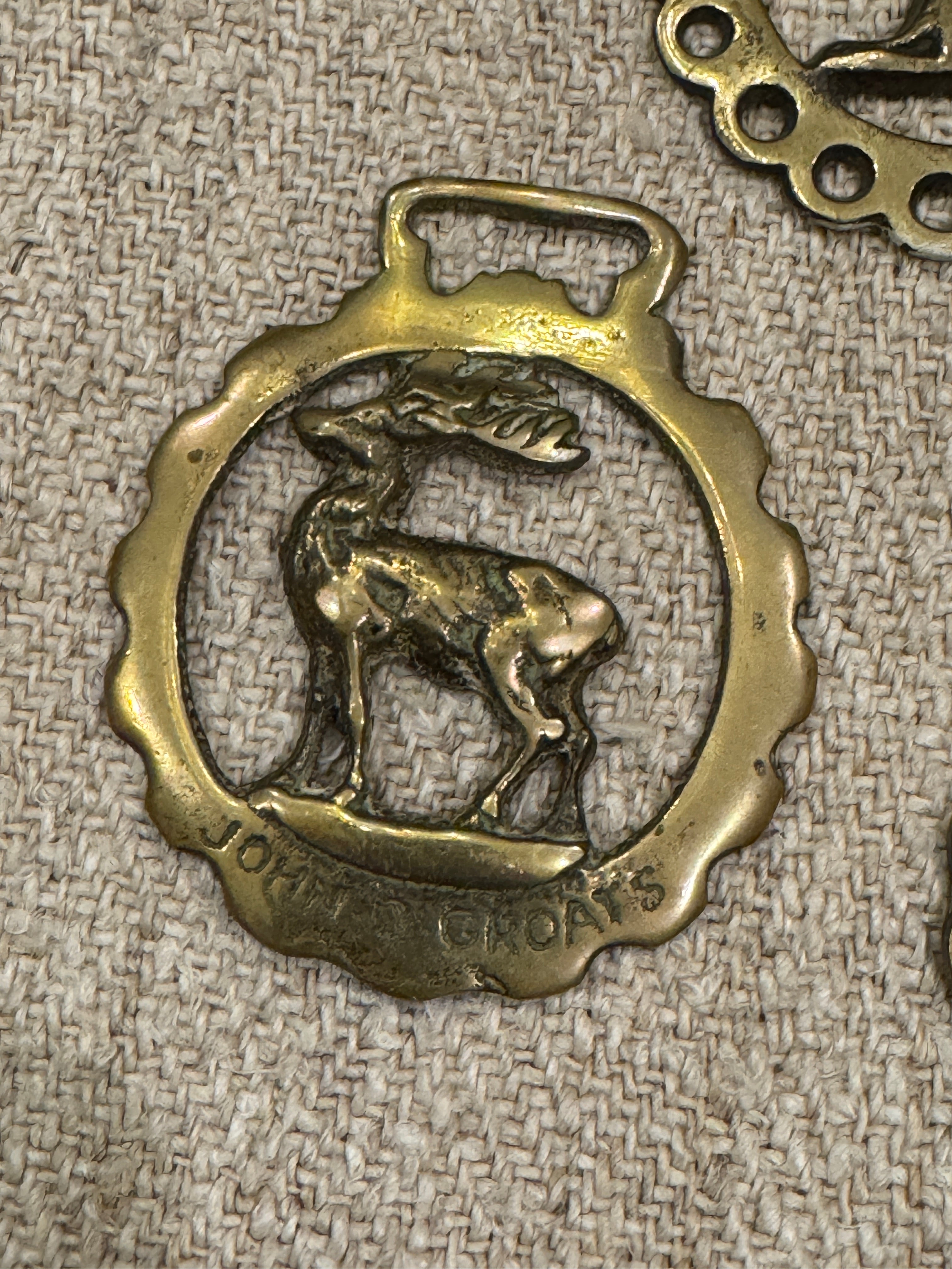 Vintage English Souvenir Horse Brass Deer Medallions