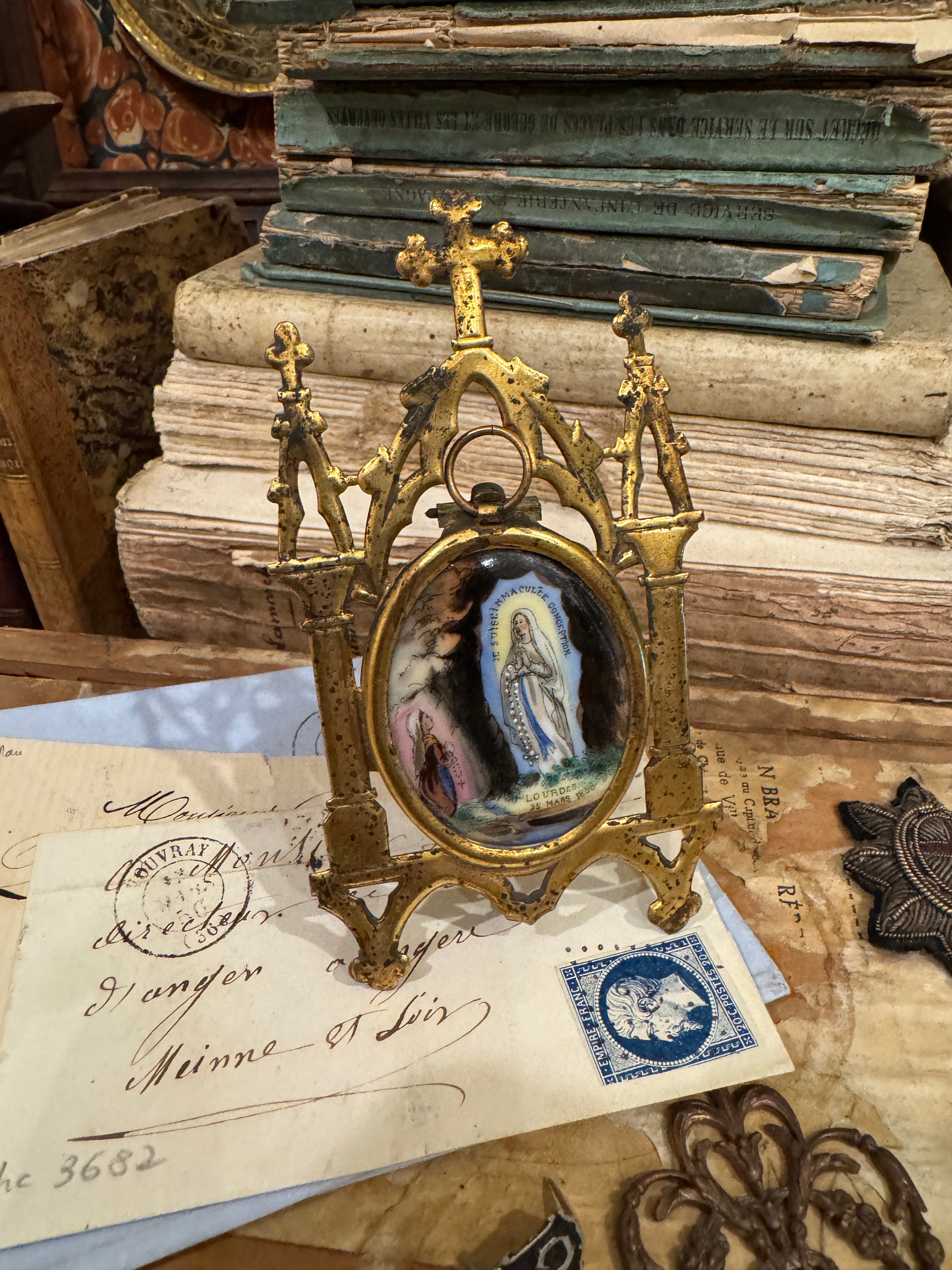 Antique 1800s French Napoleon III Religious Icon