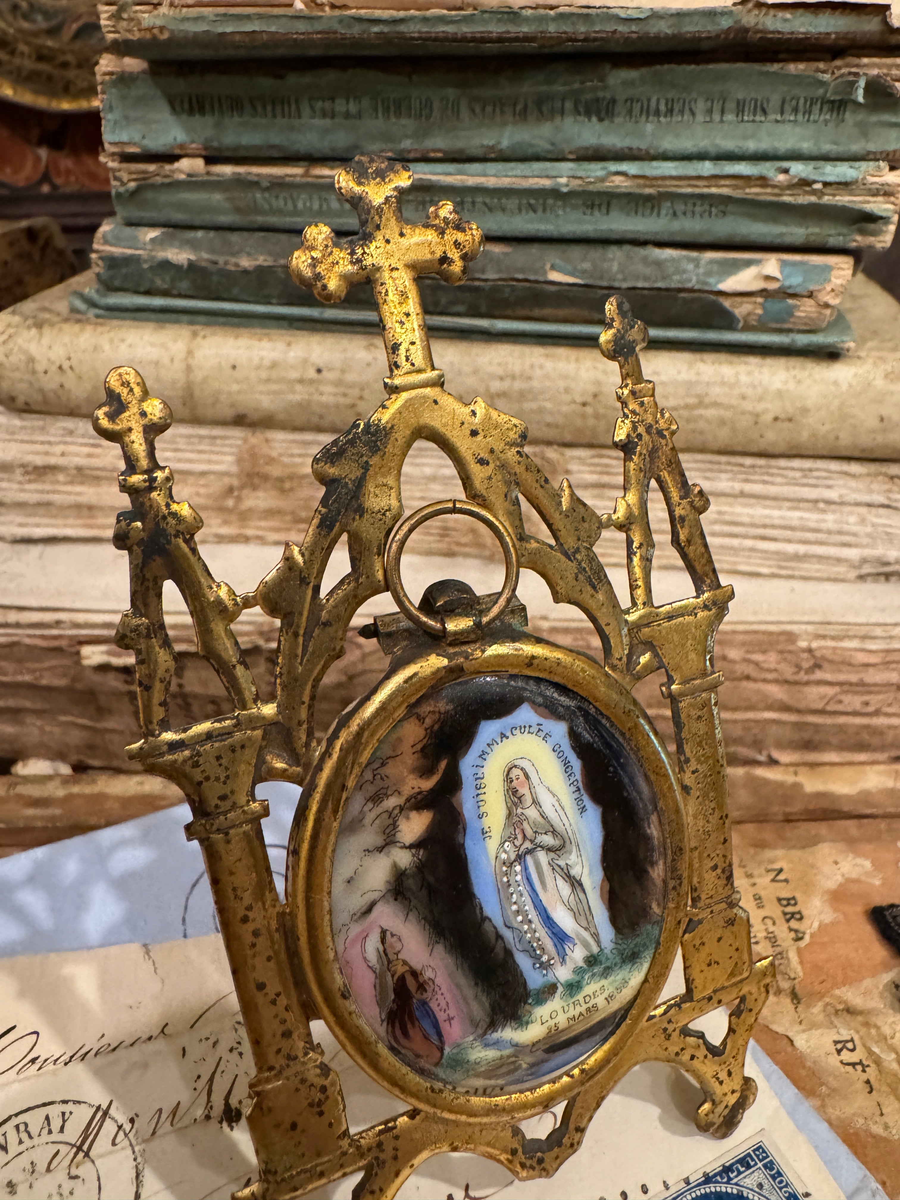 Antique 1800s French Napoleon III Religious Icon