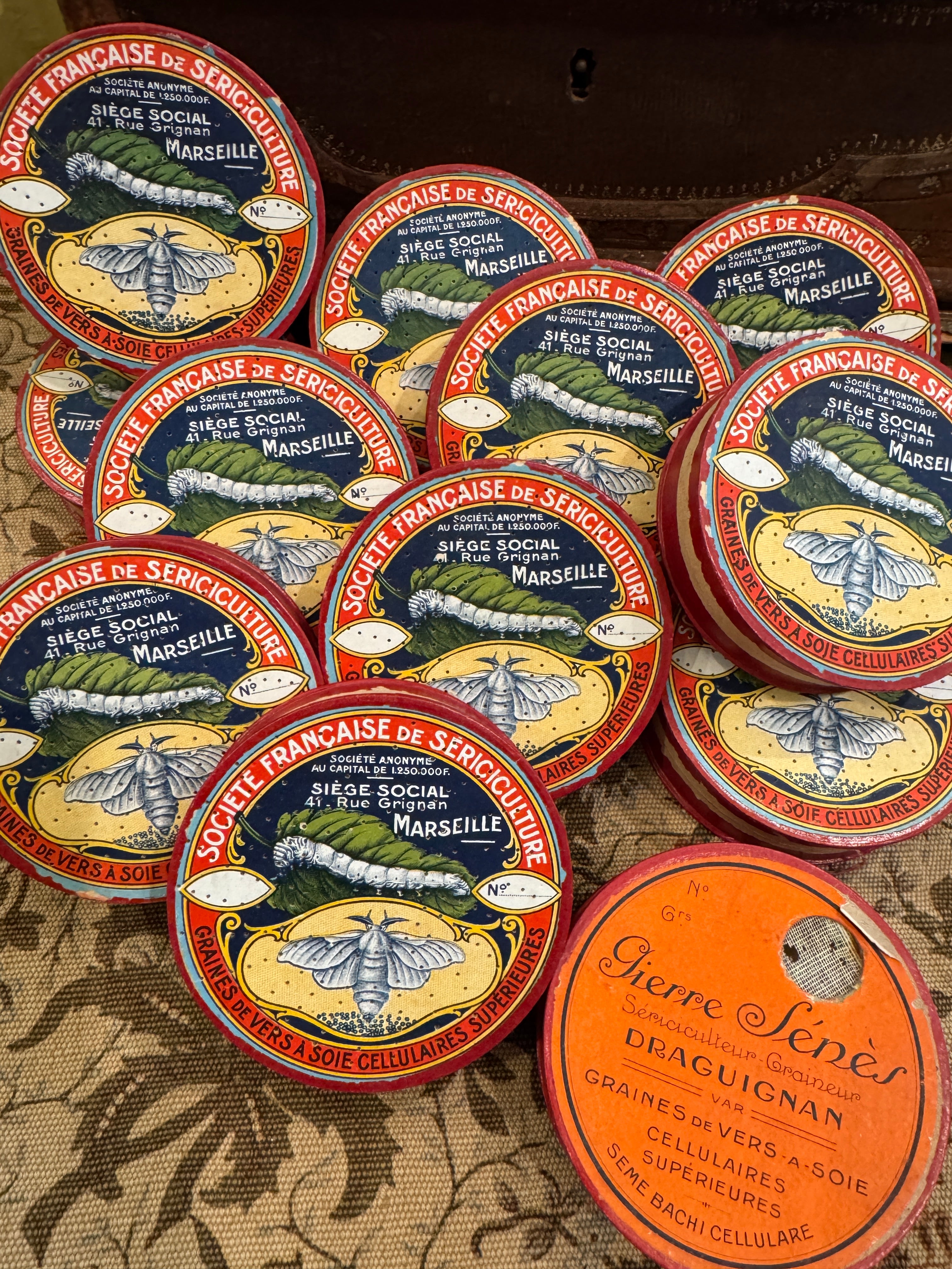 Antique 1800s French Silk Moth Boxes