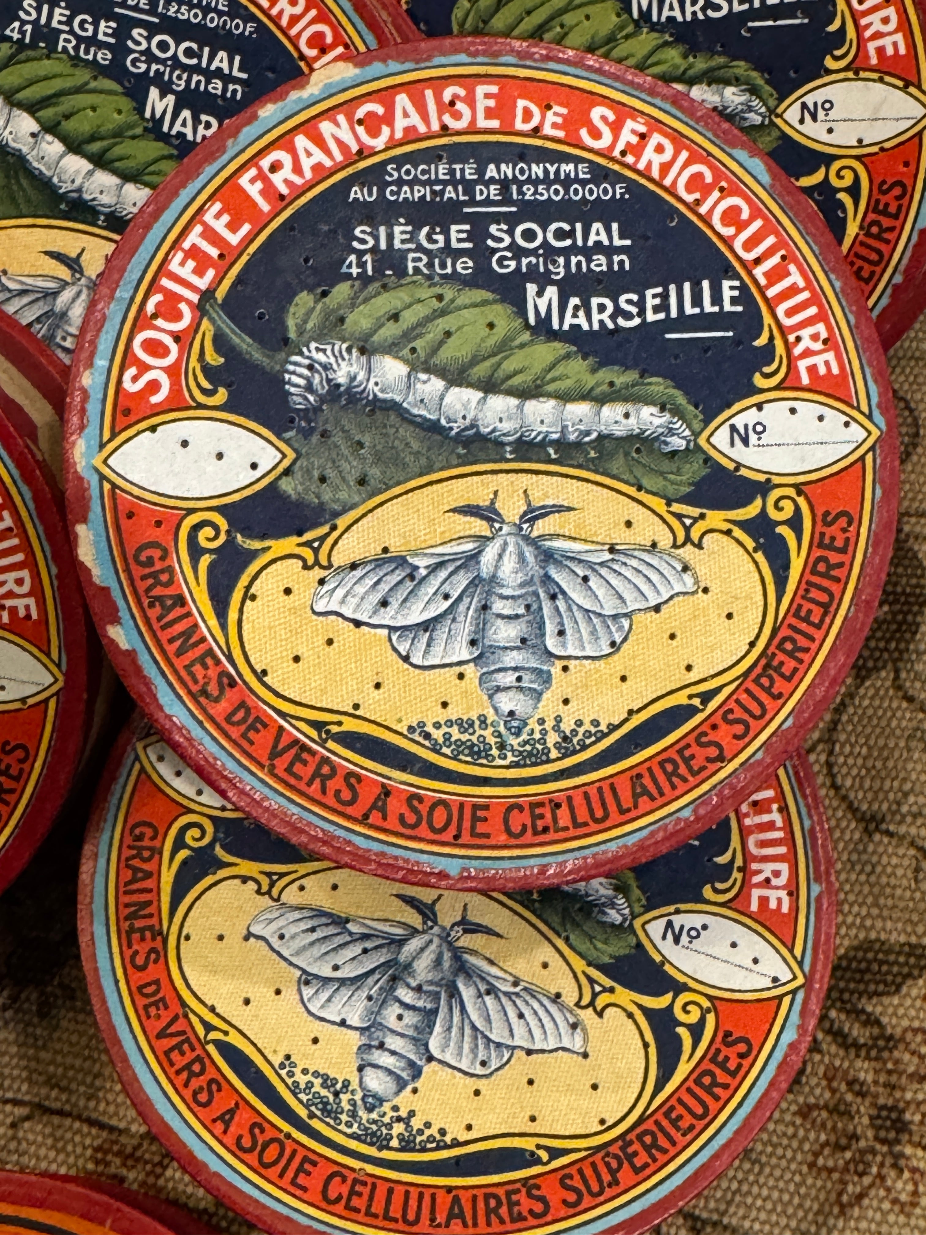 Antique 1800s French Silk Moth Boxes