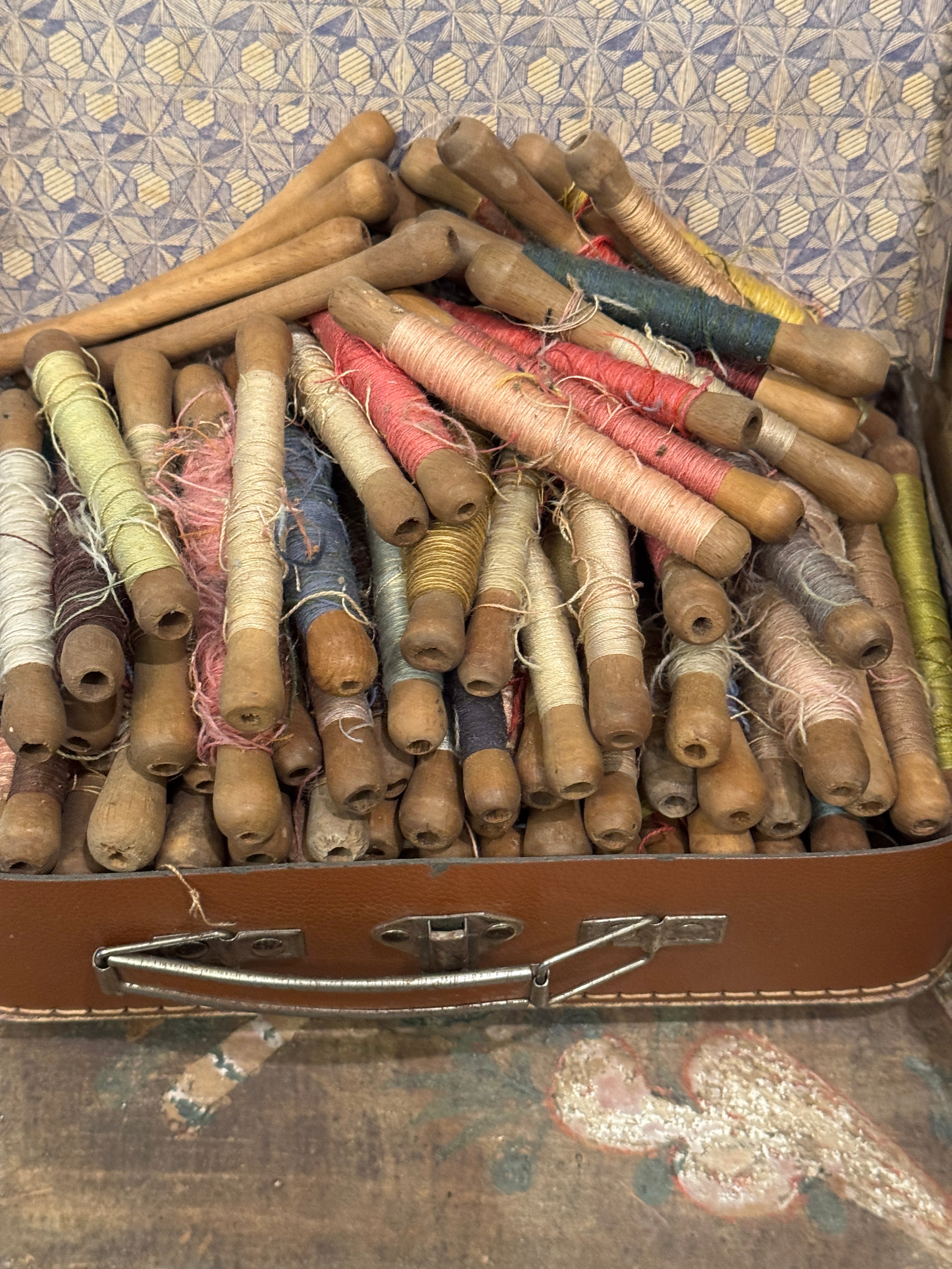 Antique French Wooden Spools