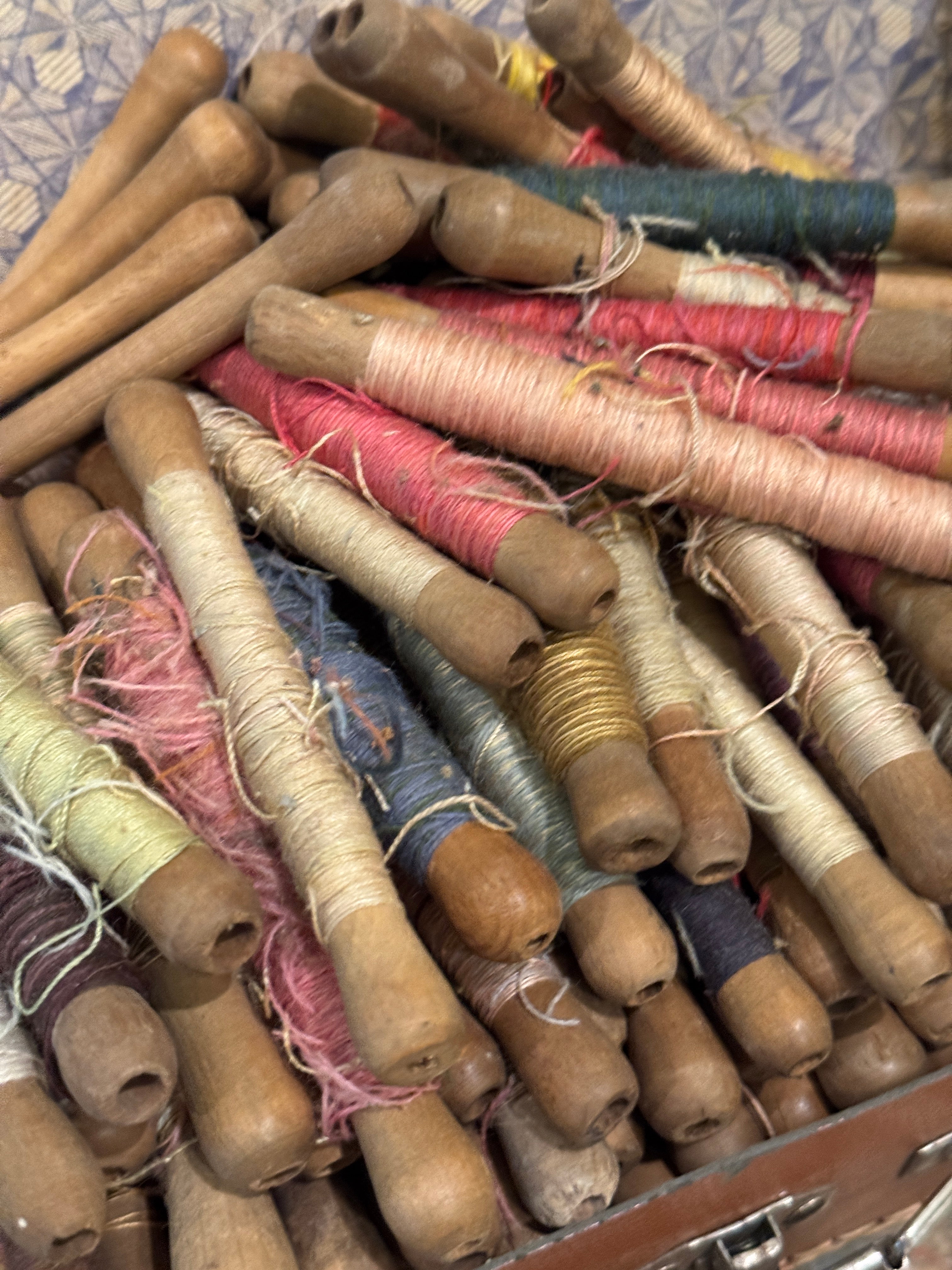 Antique French Wooden Spools