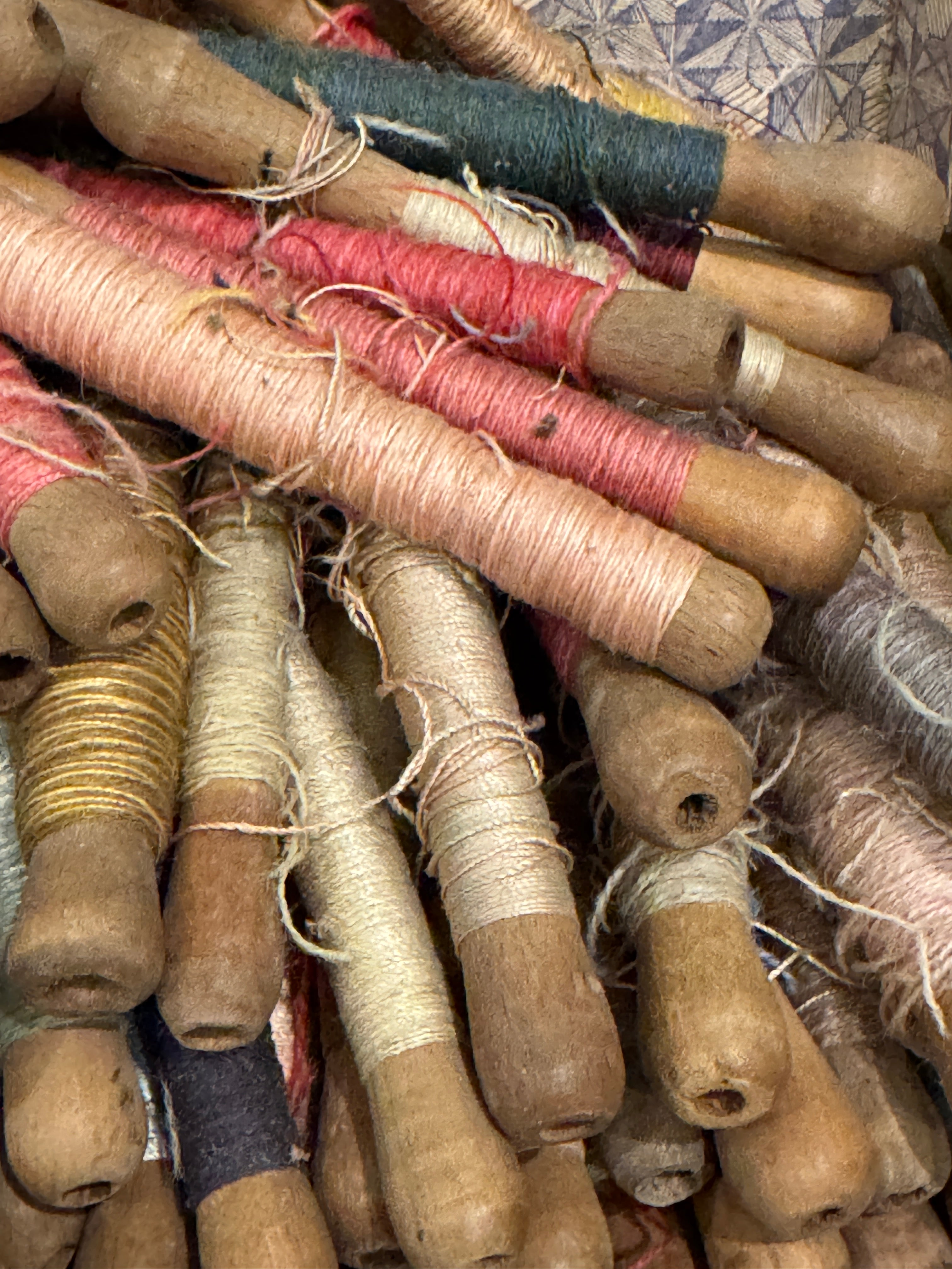 Antique French Wooden Spools
