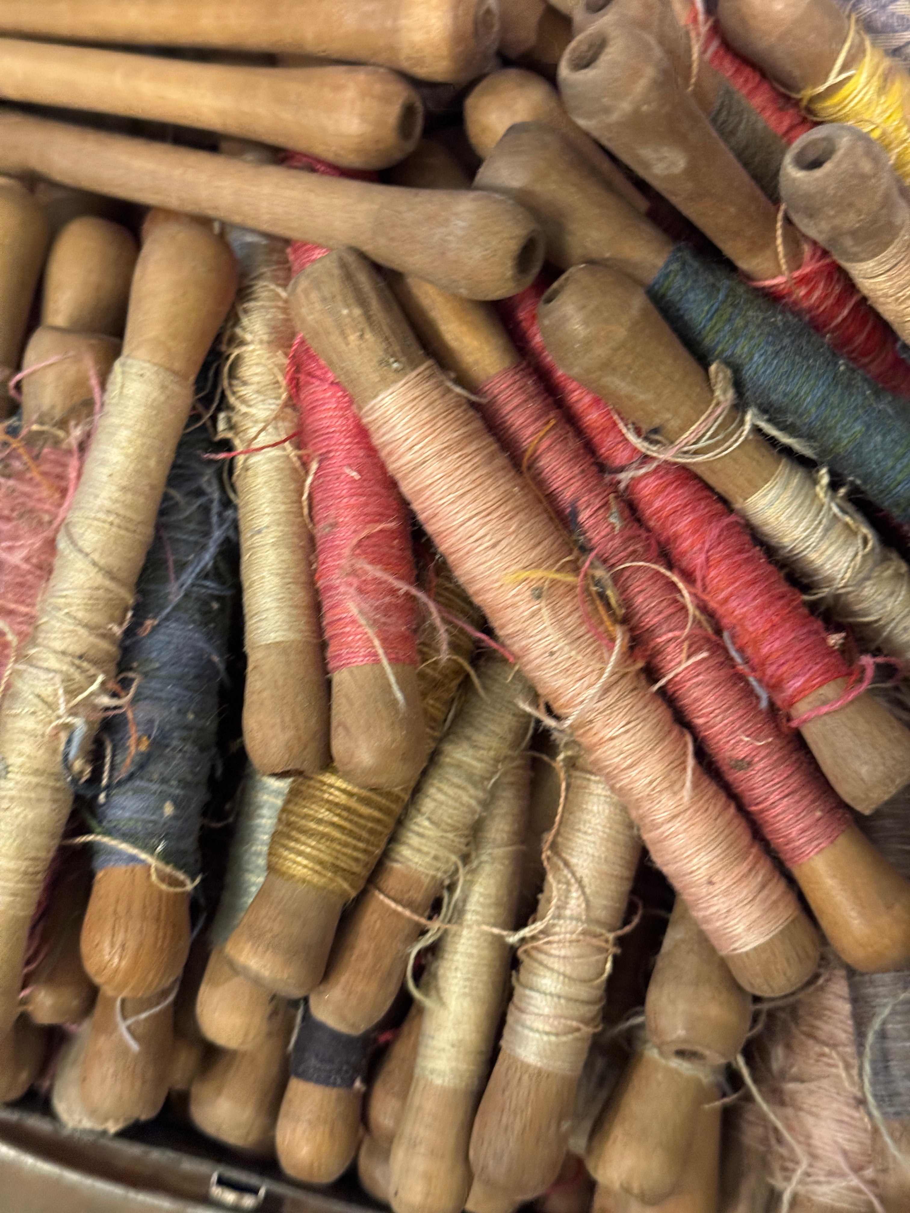 Antique French Wooden Spools