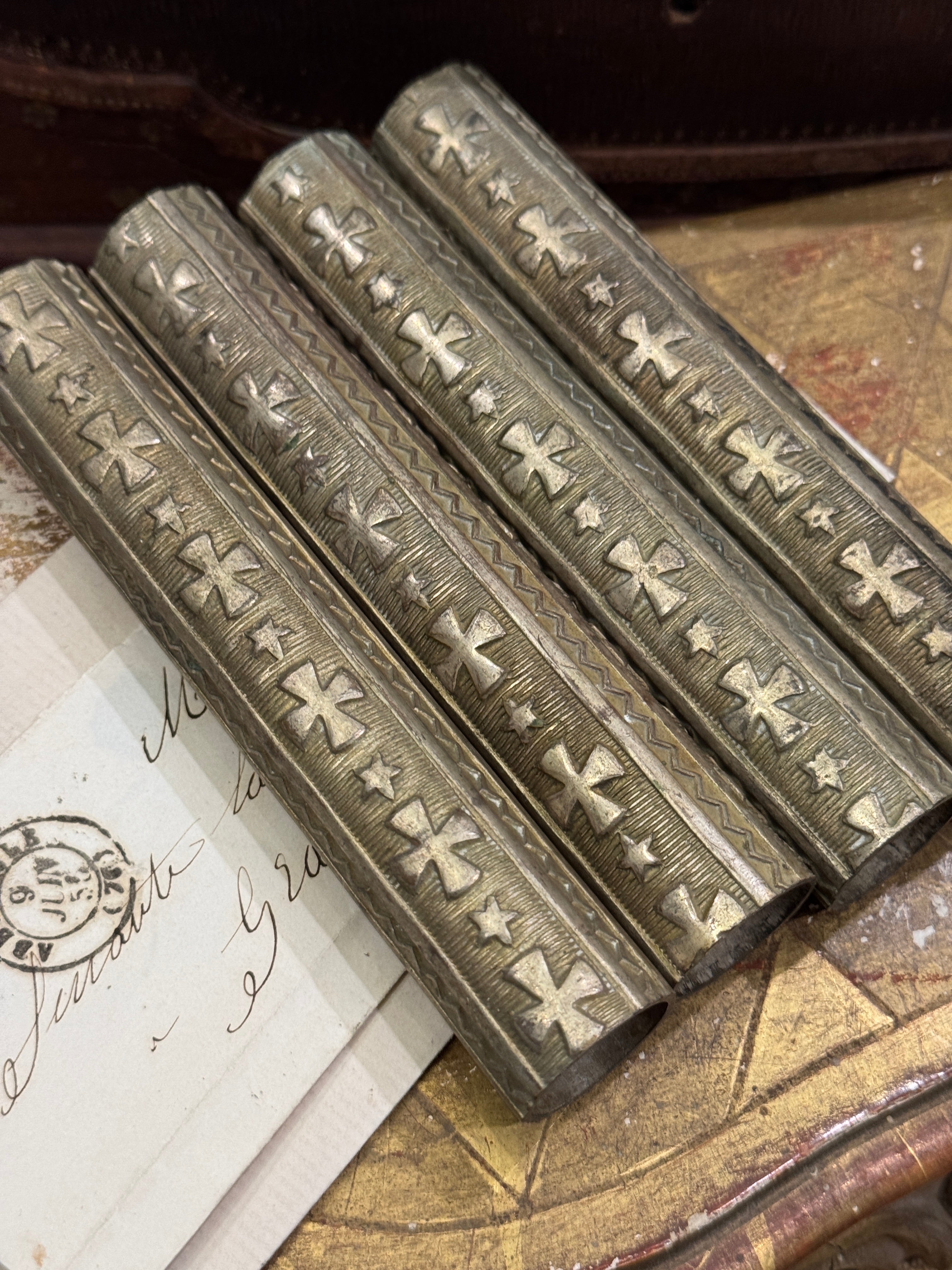 Beautiful Antique 1800s French Ormolu Candle Sleeves