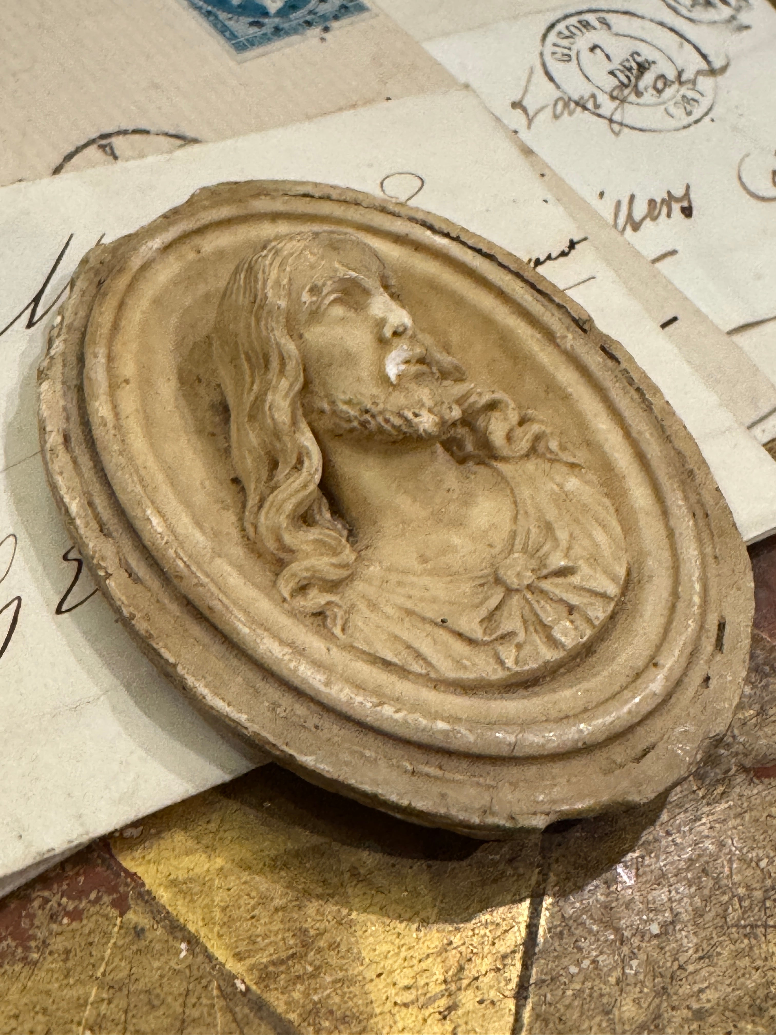 1800s Antique Meerschaum French Religious Icon