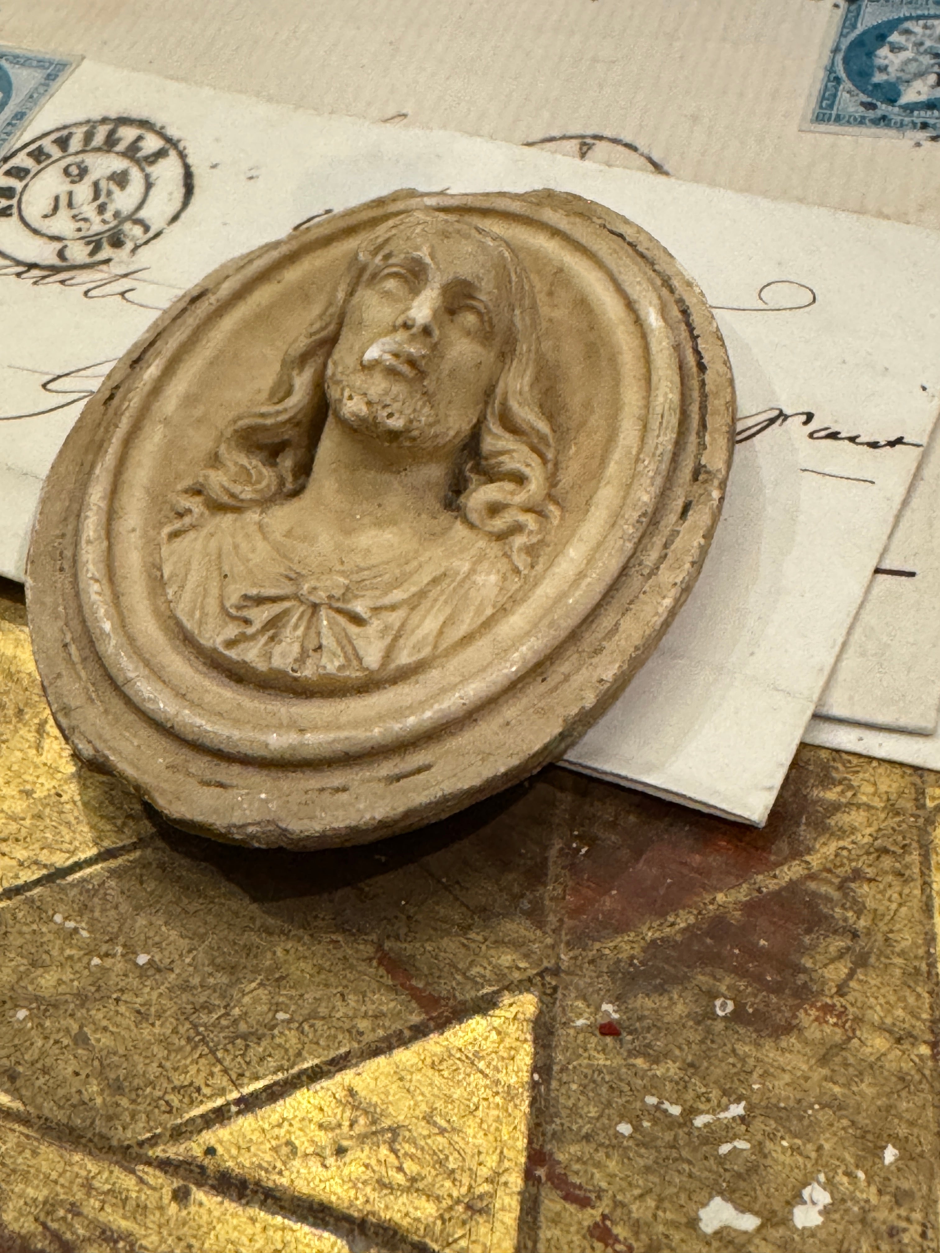 1800s Antique Meerschaum French Religious Icon