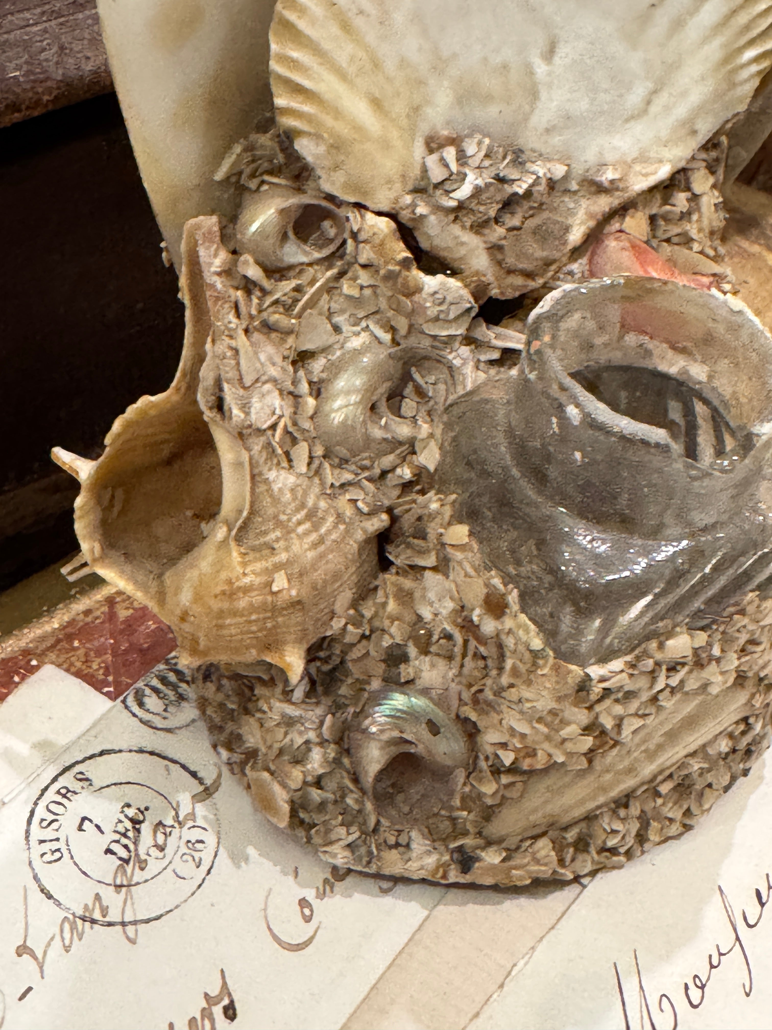 Antique French Seashell Inkwell Art