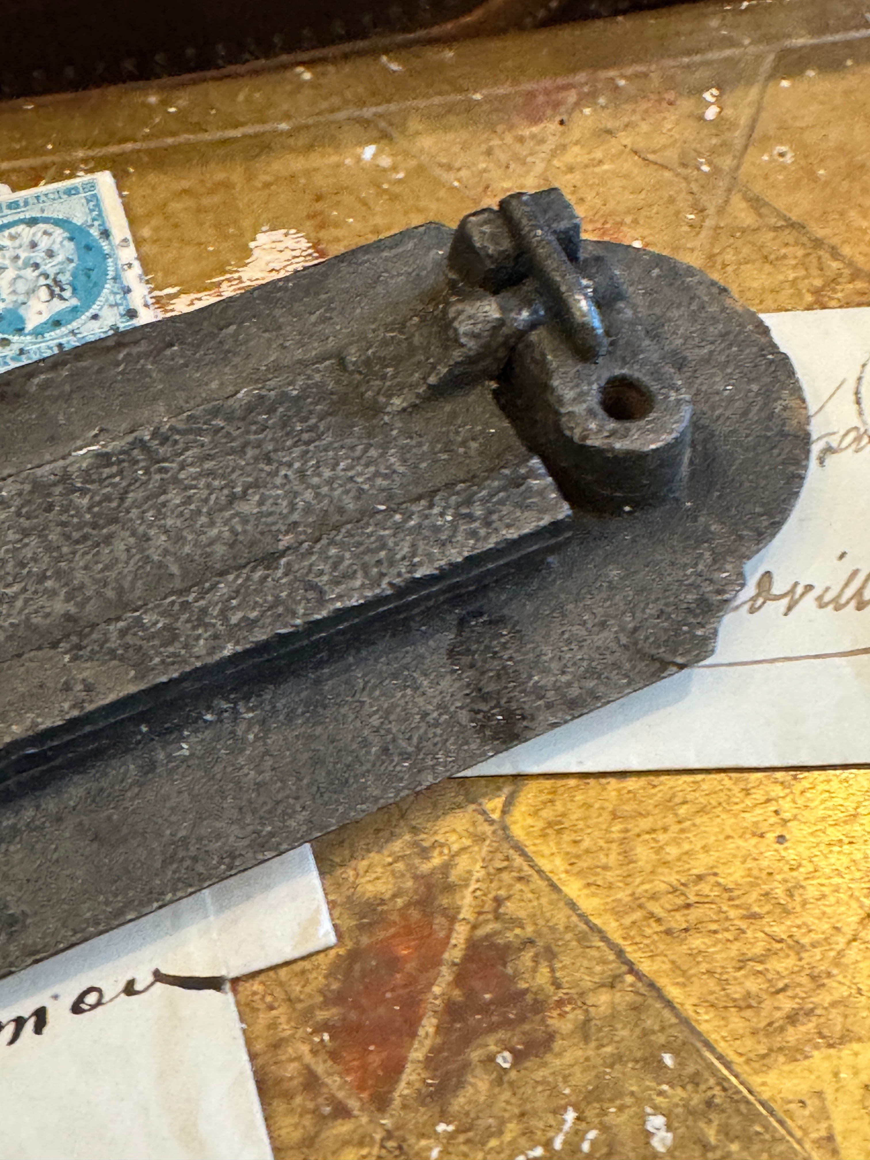 Antique French Cast Iron Letter Box Mailbox Door Letter Slot