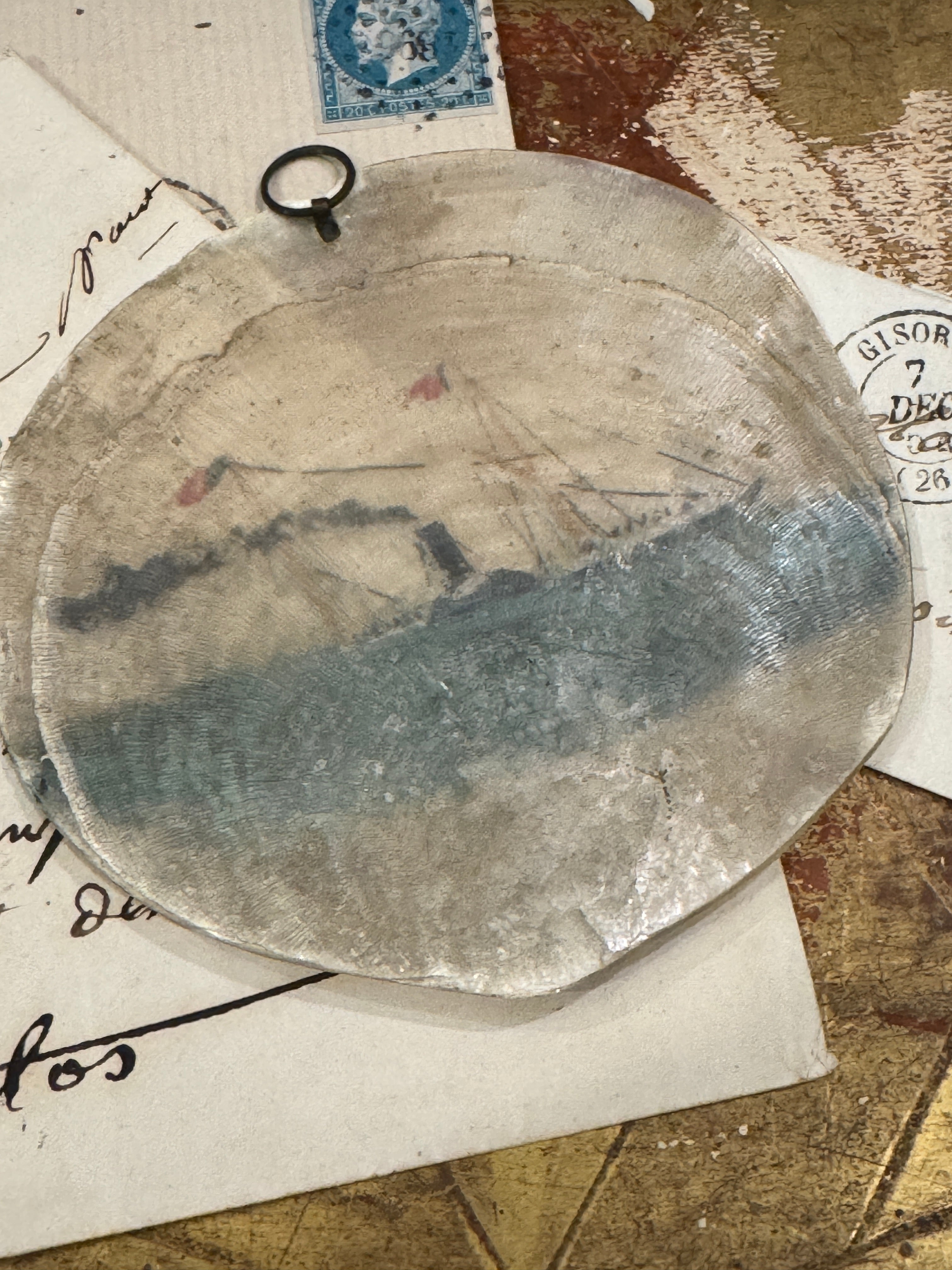 Antique French Painted Seashell