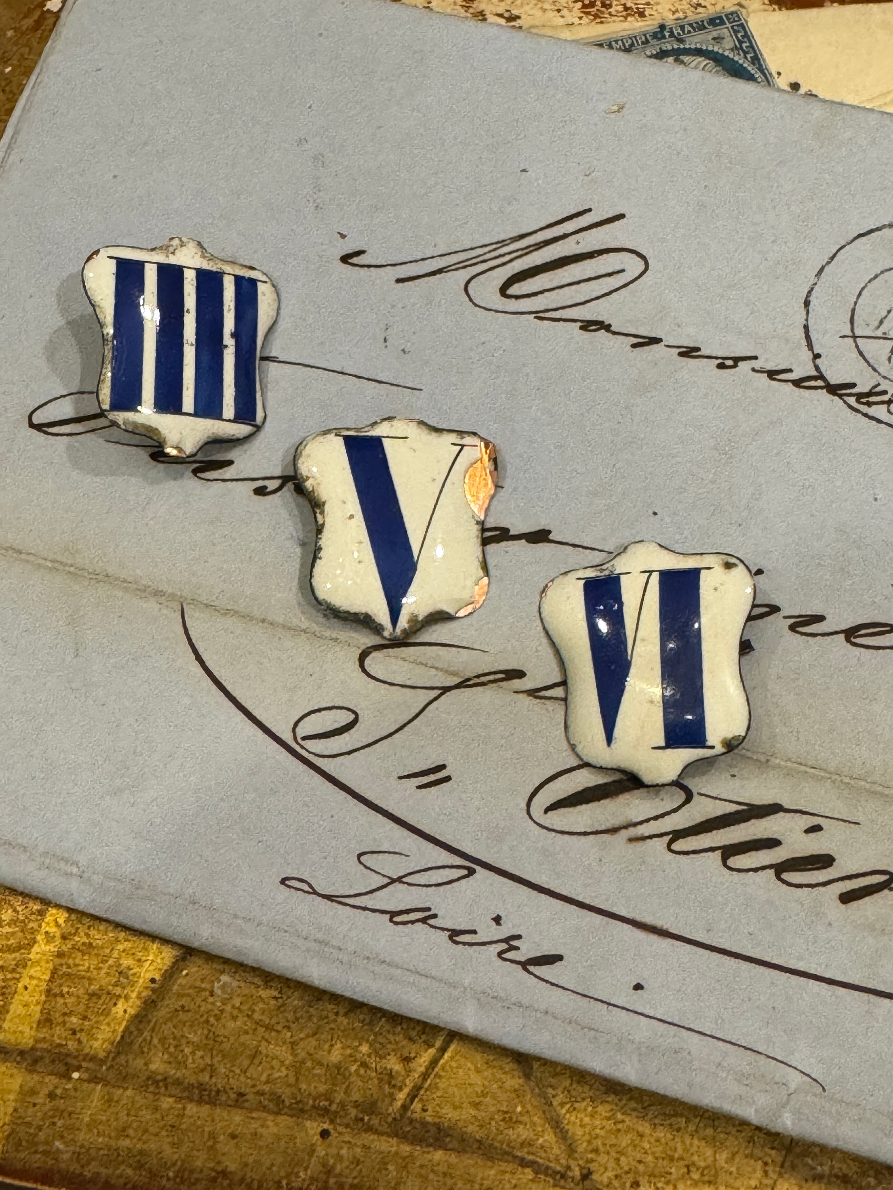 Enamel BLUE and WHITE French Enamel Clock Numbers