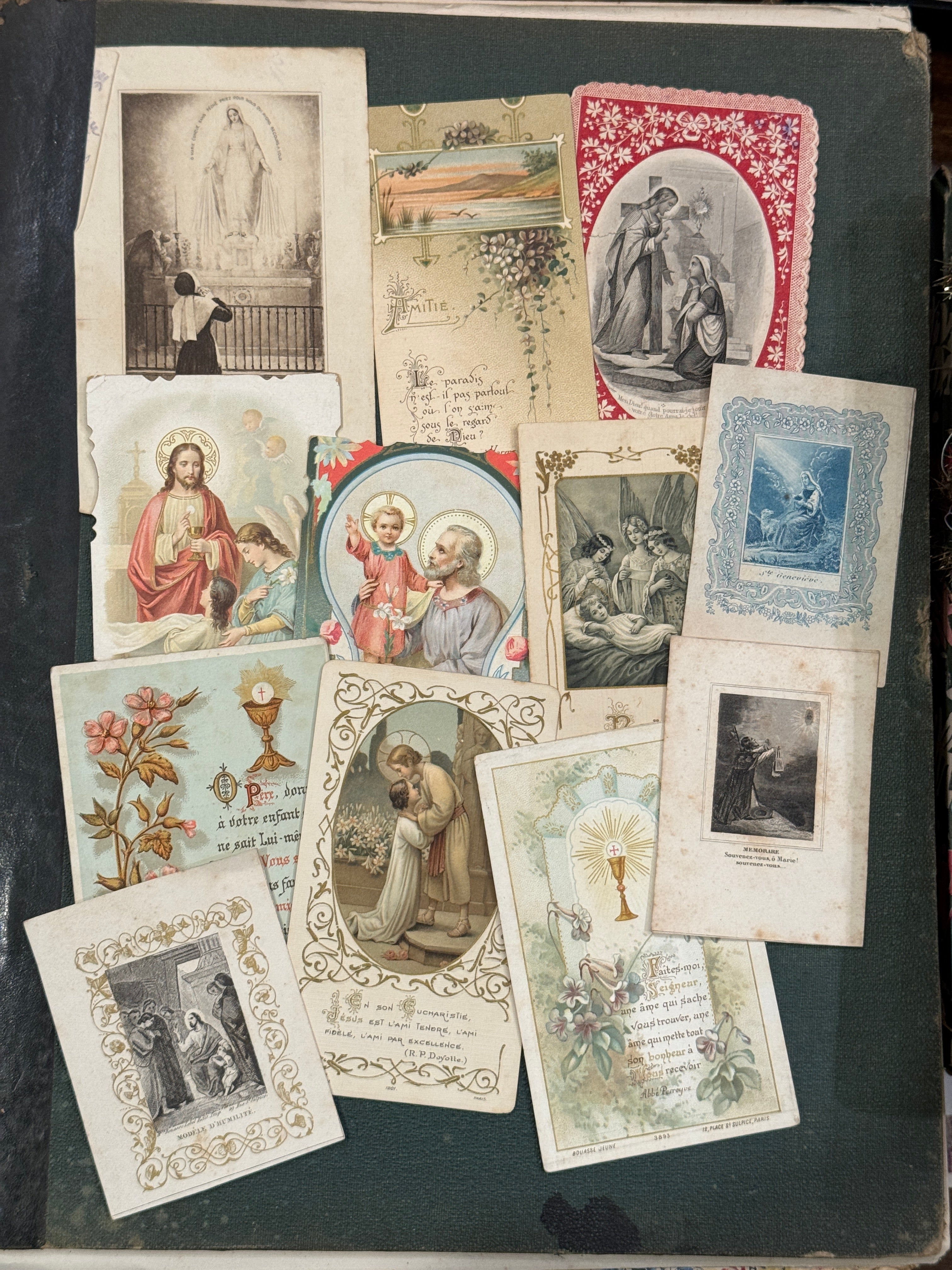 Set of 12 - 19th - 20th C French Religious Holy Cards