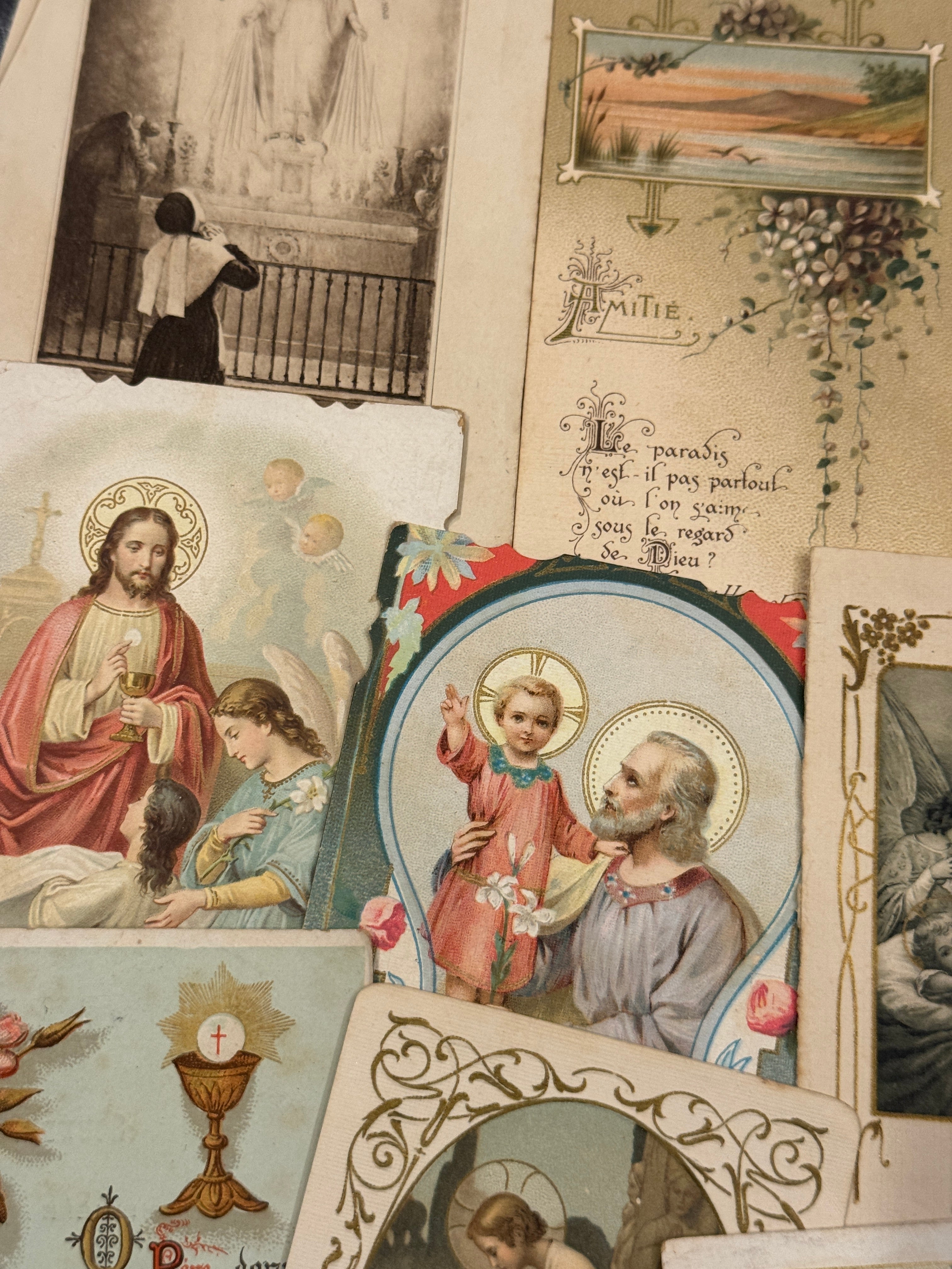 Set of 12 - 19th - 20th C French Religious Holy Cards