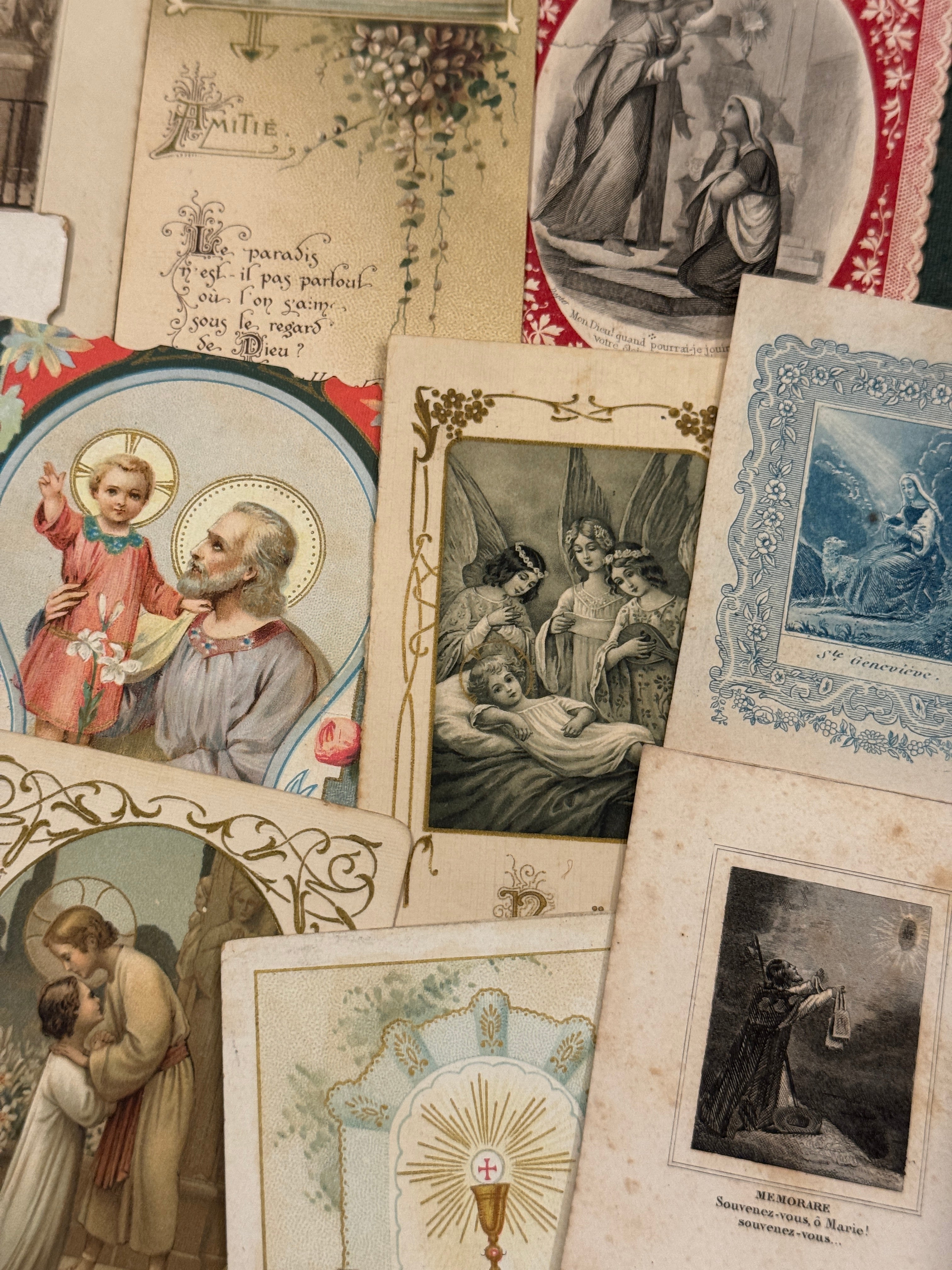 Set of 12 - 19th - 20th C French Religious Holy Cards