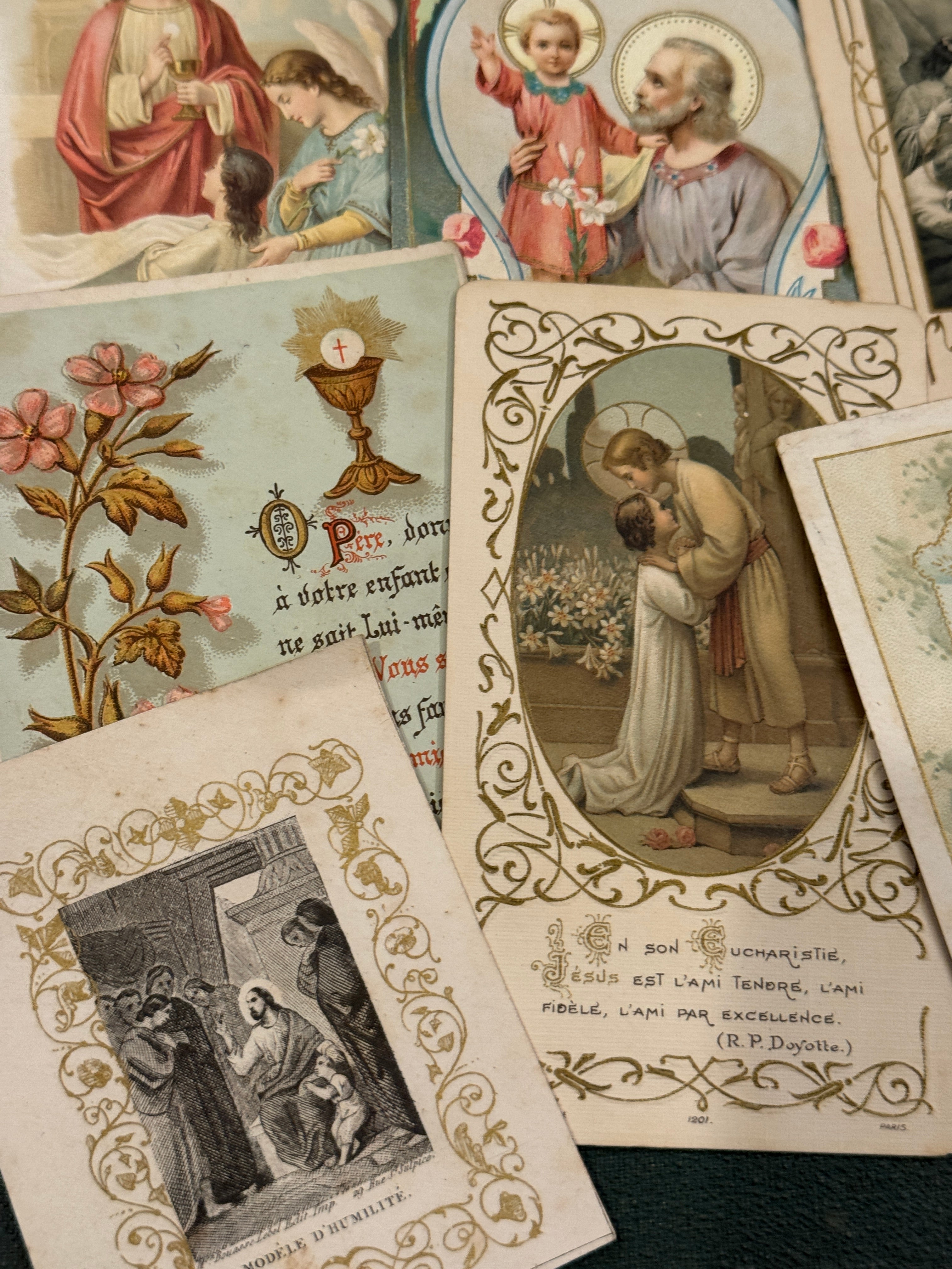 Set of 12 - 19th - 20th C French Religious Holy Cards