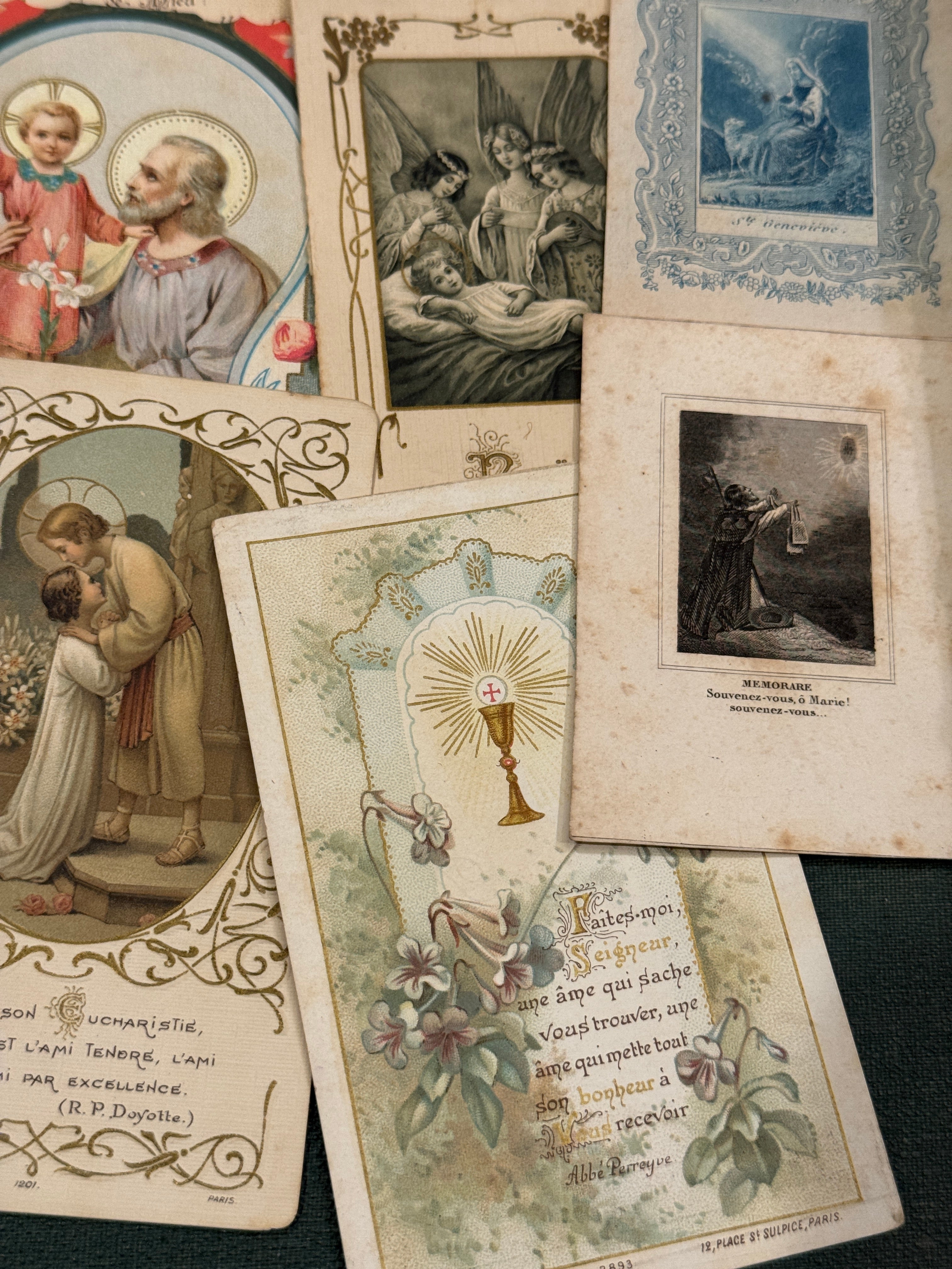 Set of 12 - 19th - 20th C French Religious Holy Cards
