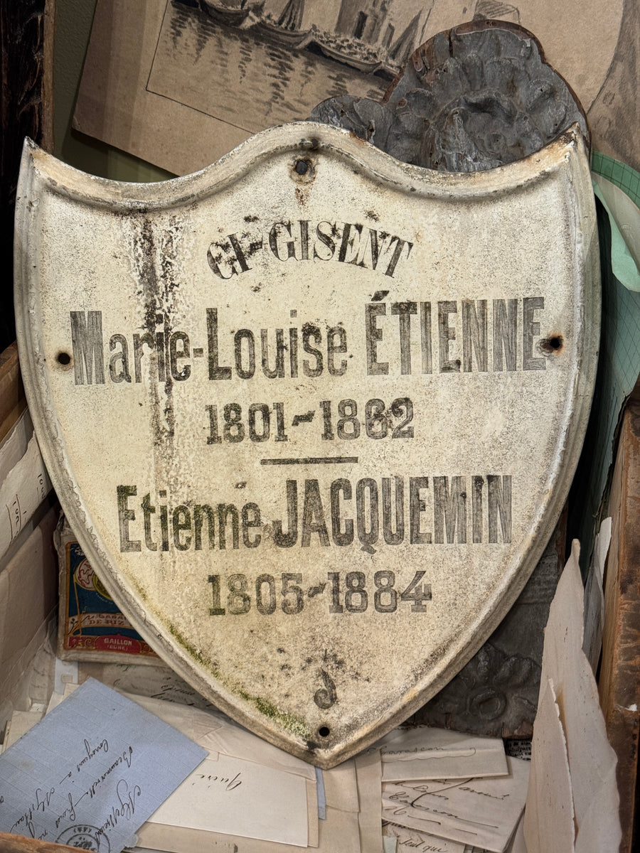 Antique French 1800s Monument Grave Sheild Memorial – Monahan Papers