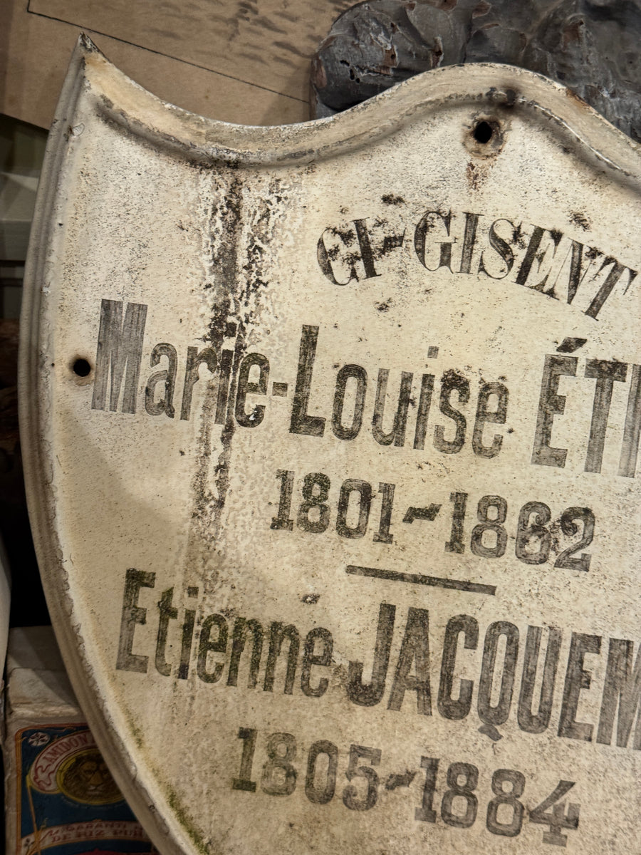 Antique French 1800s Monument Grave Sheild Memorial – Monahan Papers