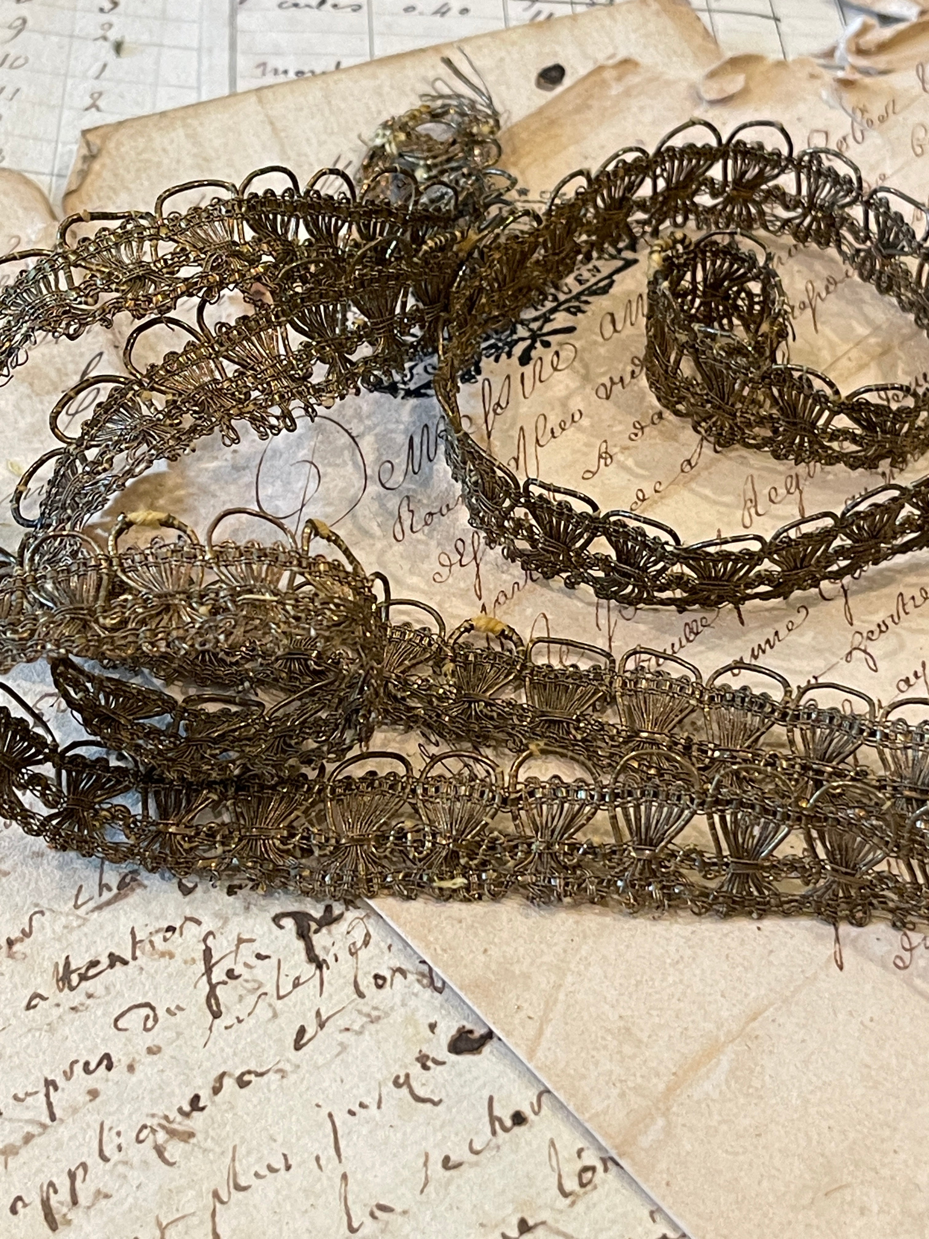French Antique Gold/Bronze Metal Trim Circa mid 1800s