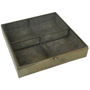 Small Brass Square Box with Glass Lid