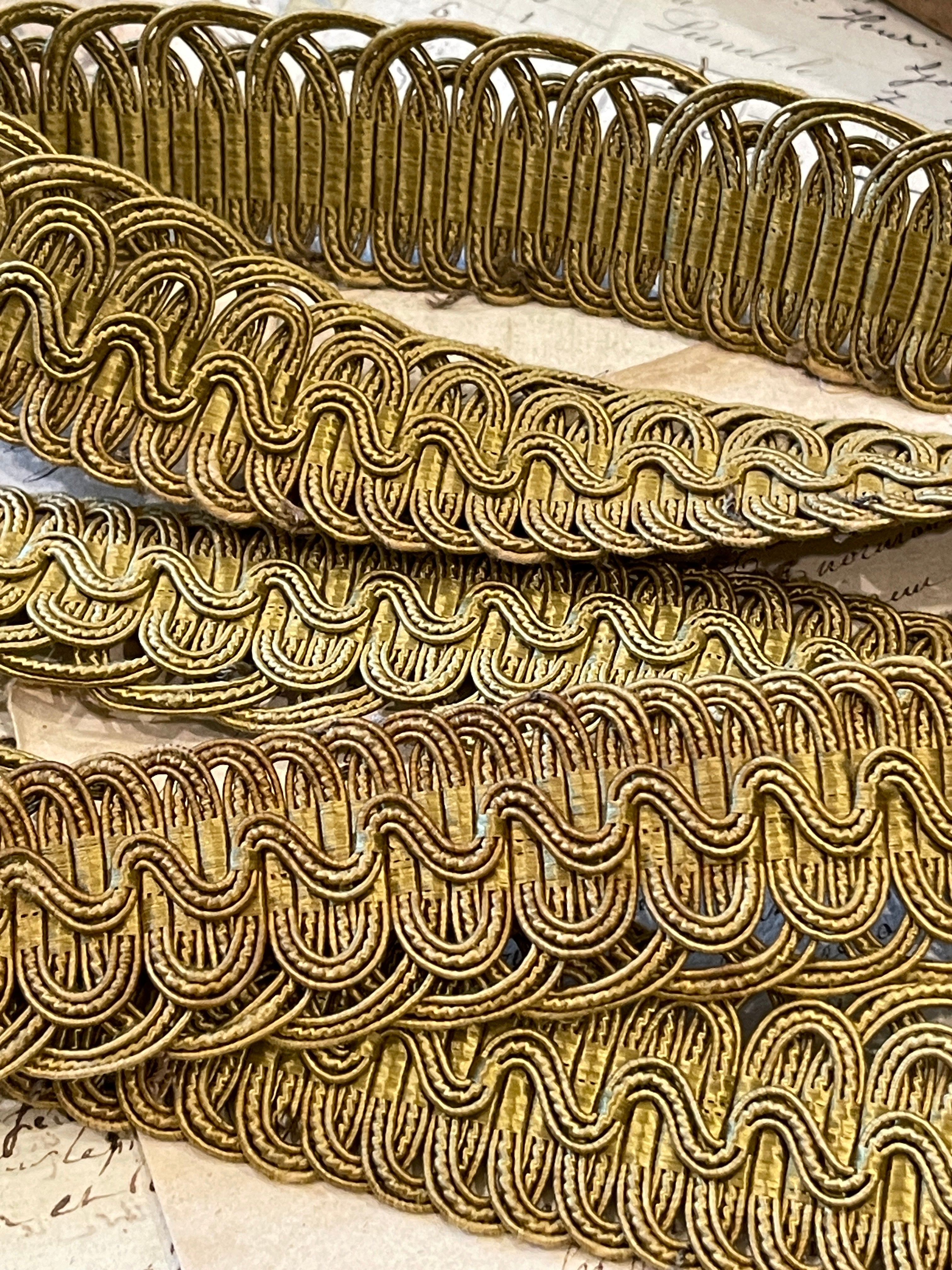 Antique French Gold/Bronze Lace Trim Circa mid 1800s
