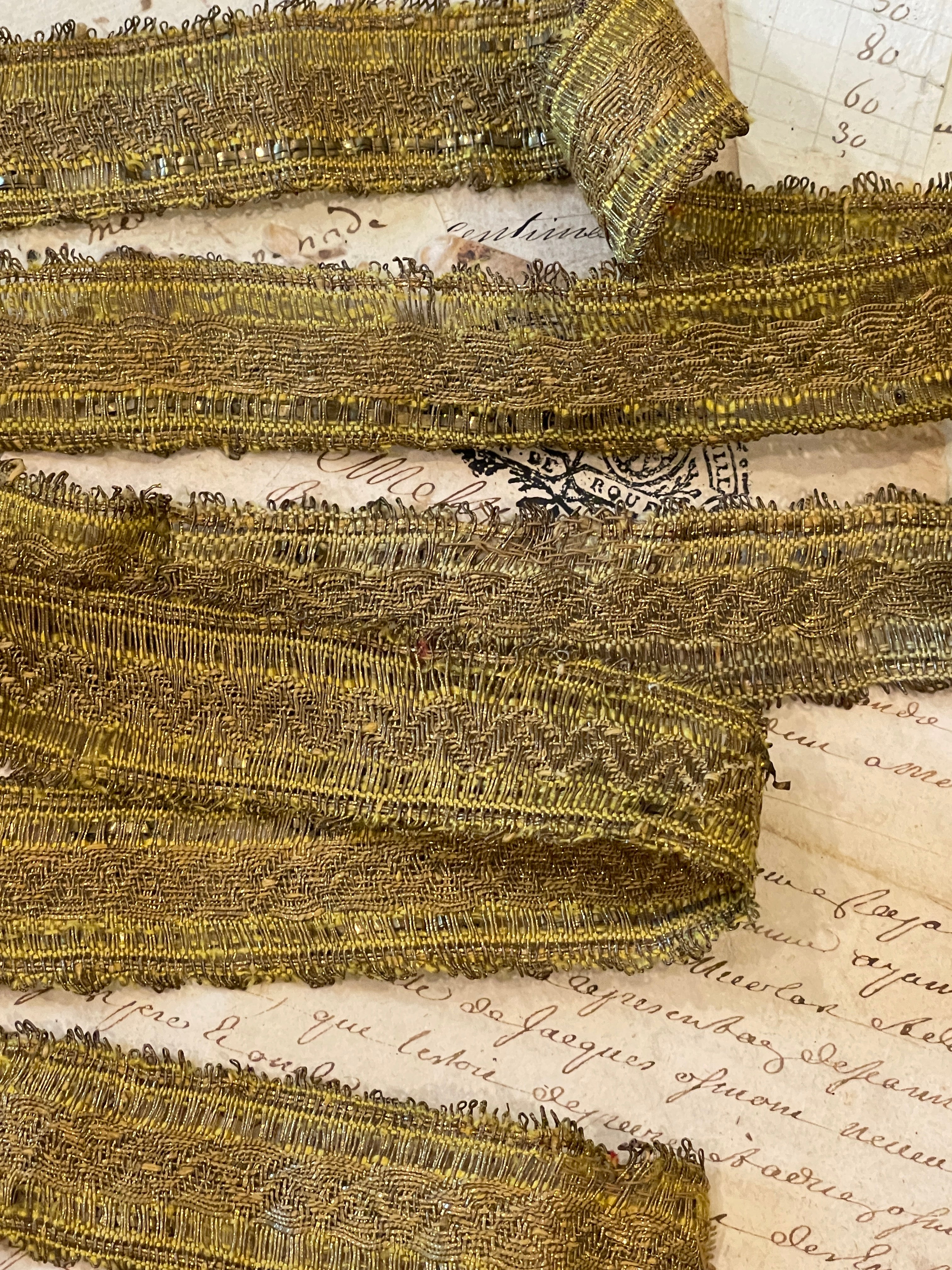 French Antique Gold Bronze Metal Lacey Trim Circa mid 1800's (Copy)