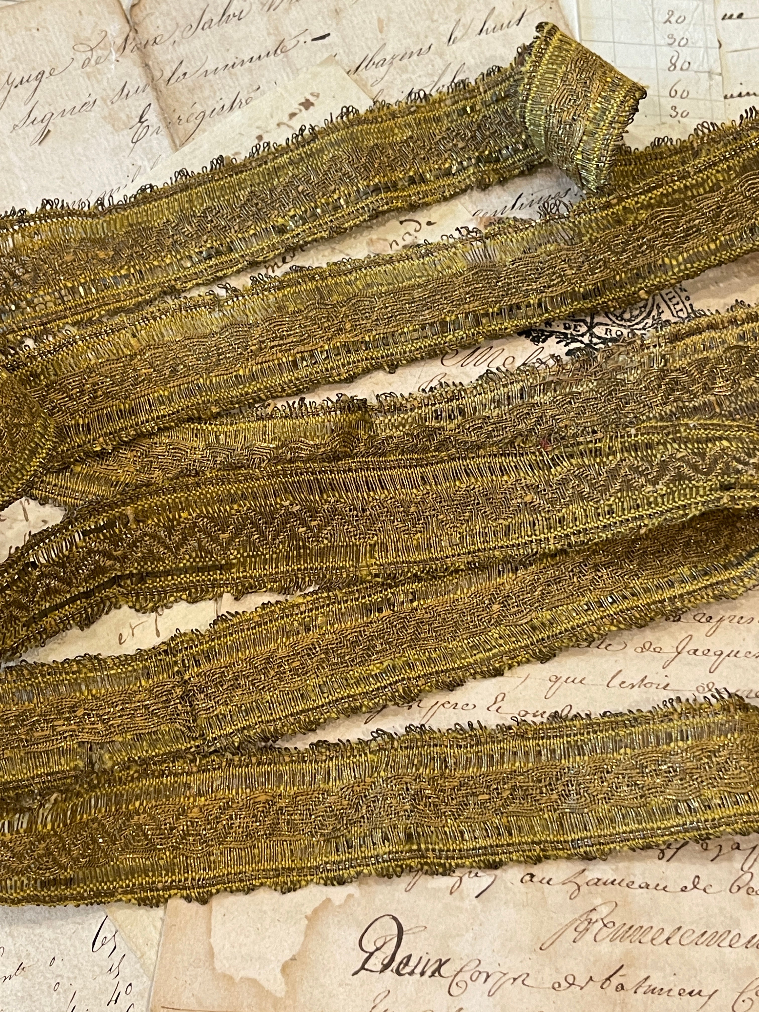 French Antique Gold Bronze Metal Lacey Trim Circa mid 1800's (Copy)