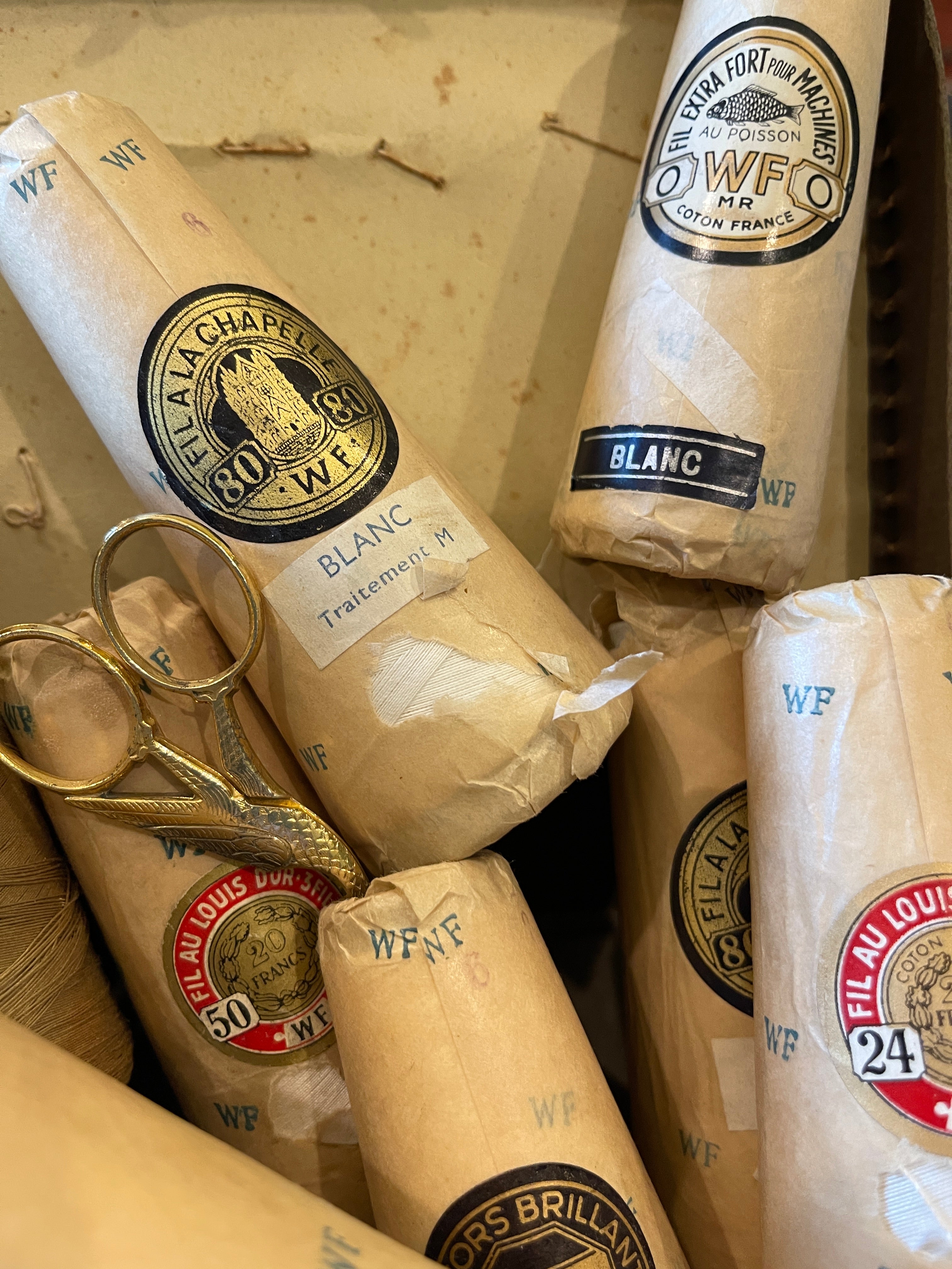 Turn of the Century Fine French White Cone Thread Bobbins