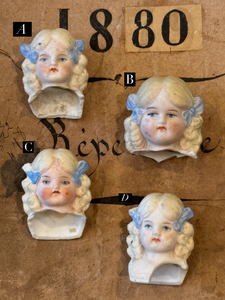 Antique German Painted Doll heads - A13