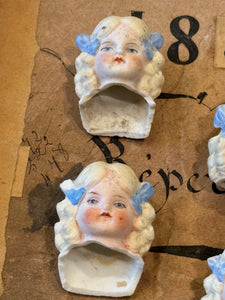 Antique German Painted Doll heads - A13