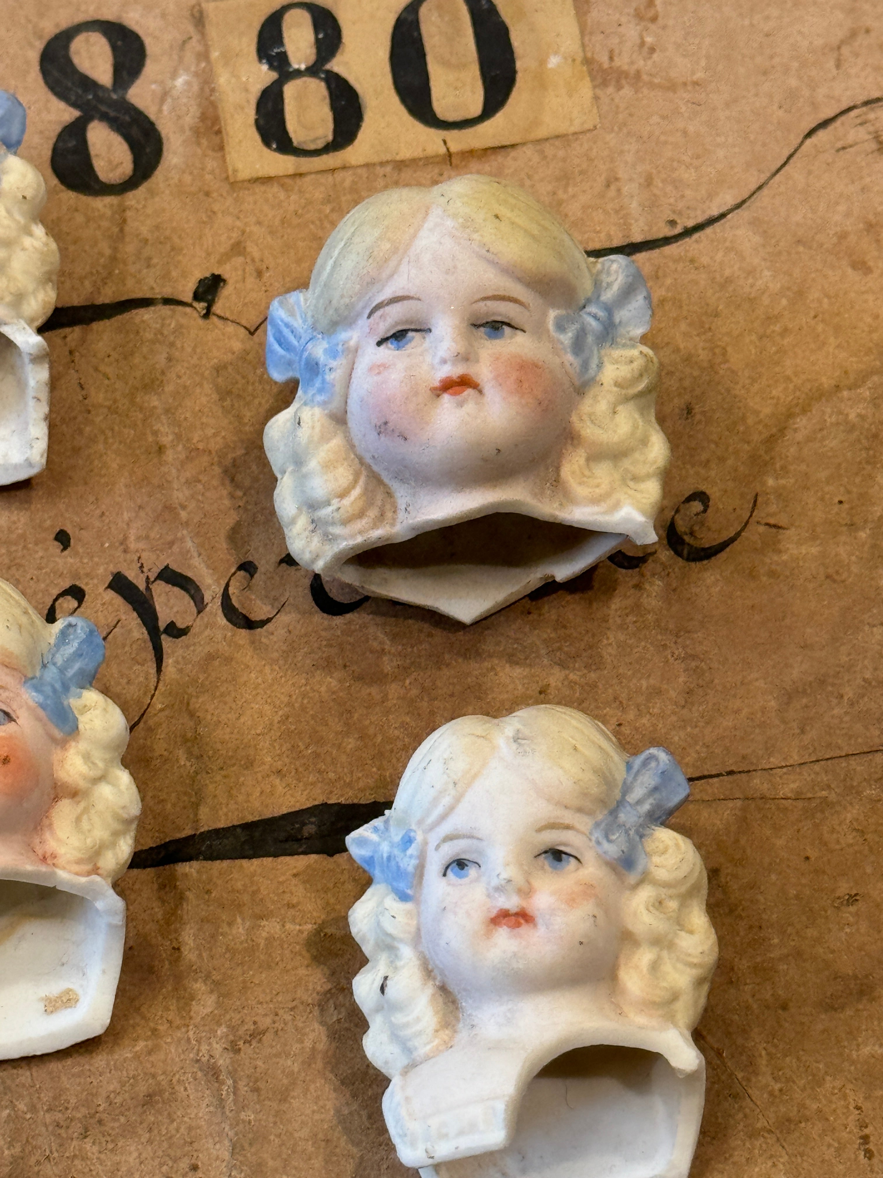 Antique German Painted Doll heads - A13